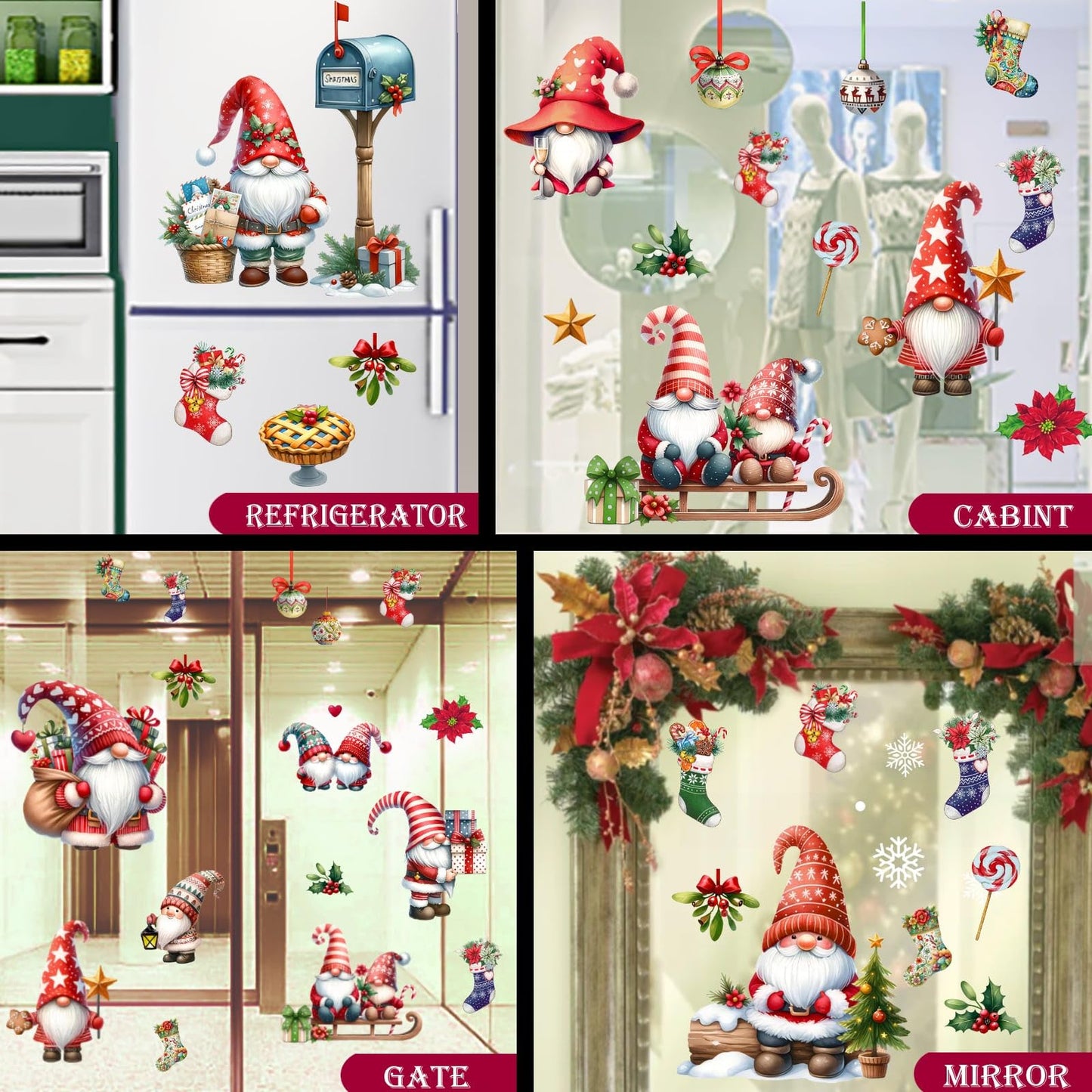 Christmas Window Clings, Gnome Window Stickers,Window Decals Snowflake, Gnome Christmas Truck, Home Decorations,Thanksgiving Xmas Gifts,Kitchen, Living Room, Bedroom Window Stickers