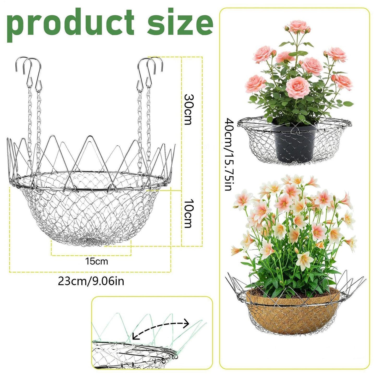 Planter Inserts for Large Pots - Heavy Duty Rustproof Riser Chains - Adjustable Planter Insert,for Outdoor Indoor Potted Home Soil