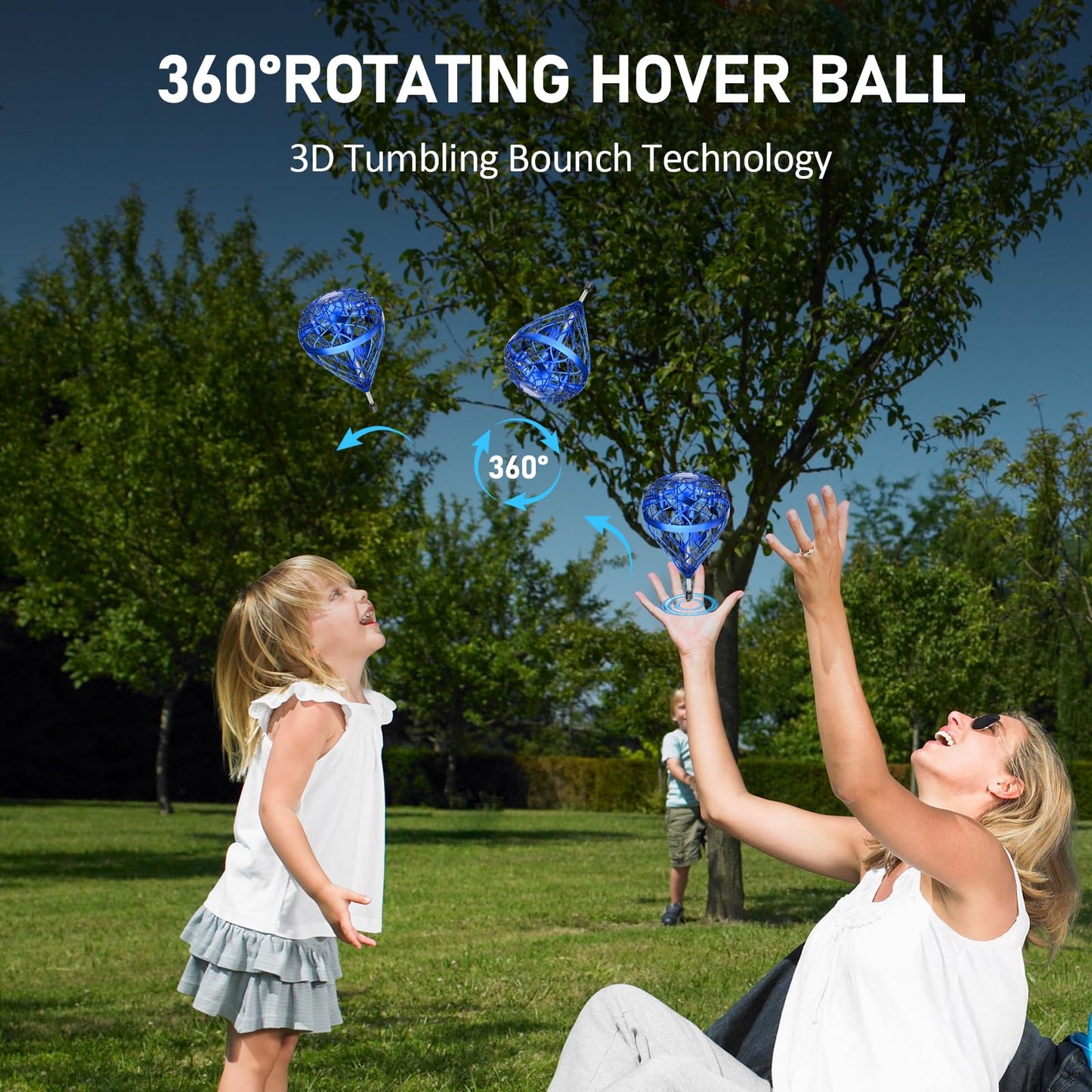 Flying Orb Ball Toy, Dhapy Upgraded 360°Rotating Magic Hover Fly Fidget Spinner, Floating Ball Cool Flying Toys for 6 7 8 9 10 11 12+ Year Old Boys Girls Teens Outdoor Toys (Blue-S)