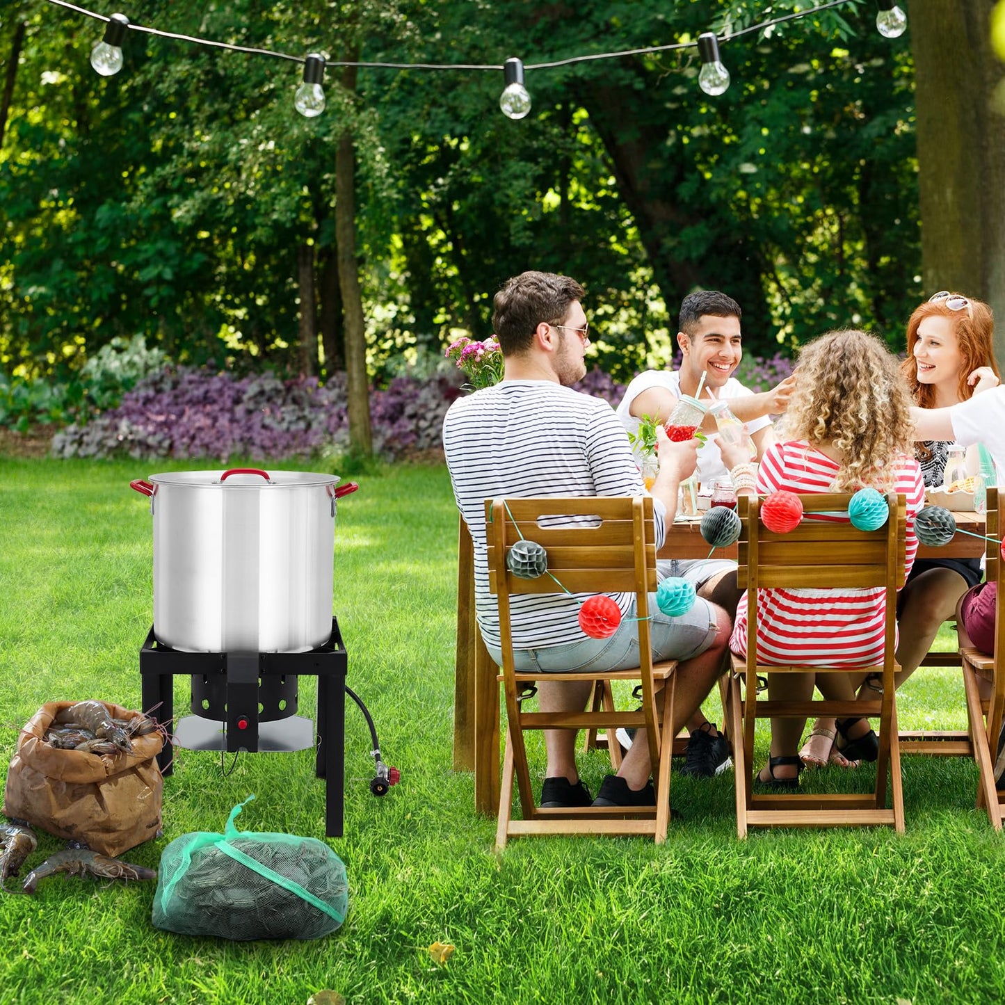 80 Qt Seafood Boil Pot, Aluminum Crawfish Boiler with Steam/Boil Basket & Strainer, 110000BTU Propane Jet Burner w/Support Rack & Lifting Hook, 0-10 PSI Regulator, Outdoor Cooking Shrimp Crab Boiler