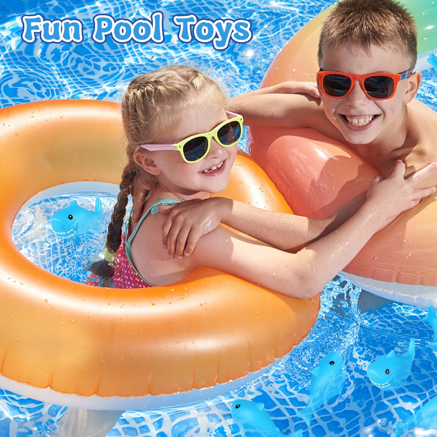Mototo 30 Pieces Rubber Shark Toys Bulk, Cute Bath Squishy Toys Small Swimming Bathtub Pool Kids Play for Shark Week Themed Box Goodie Bags Treasure Hunt Carnival Cruise Birthday Party Favor, Blue