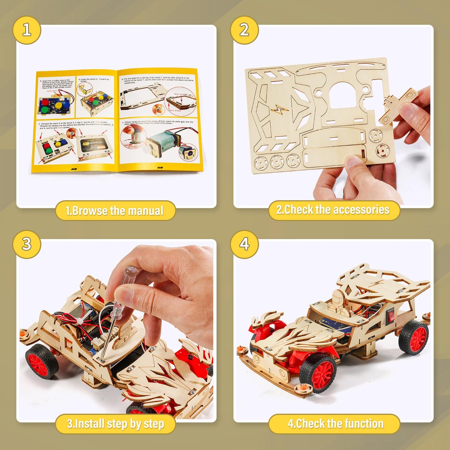 STEM Kits for Kids Age 8-10, STEM Toys for Boys 8-12, Remote Control Model Car Building Kits, Wood 3D Puzzles 8-13, Science Crafts Projects, Gifts for 8 9 10 11 12 13 14 Year Old Teen Boys Girls