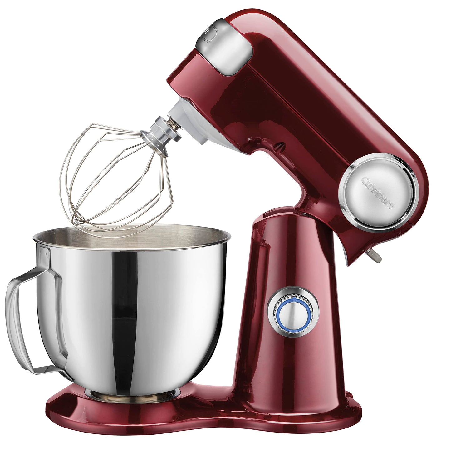 Cuisinart Stand Mixer, 12 Speed, 5.5 Quart Stainless Steel Bowl, Chef’s Whisk, Mixing Paddle, Dough Hook, Splash Guard w/Pour Spout, Pinot Noir, SM-50PNNAS (Renewed)