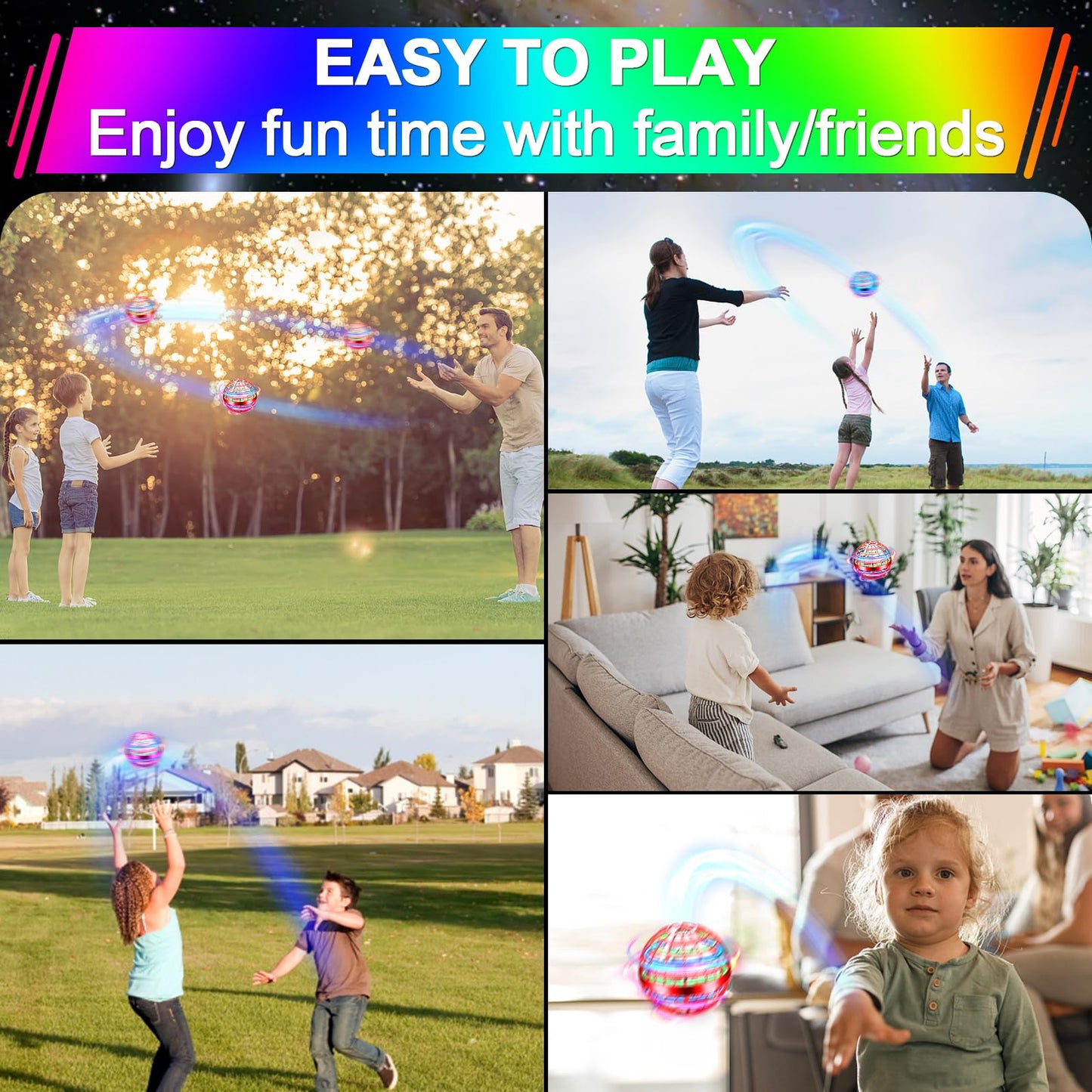Vantexi Flying Orb Ball Toy,2025 Upgraded Parachute LED,Magic Hand Controlled Flying Gravity Ball,Cosmic Globe Boomerang,Cool Christmas Birthday Gift for 6 7 8 9 10+ Year Old Boys Girls-Red & Purple