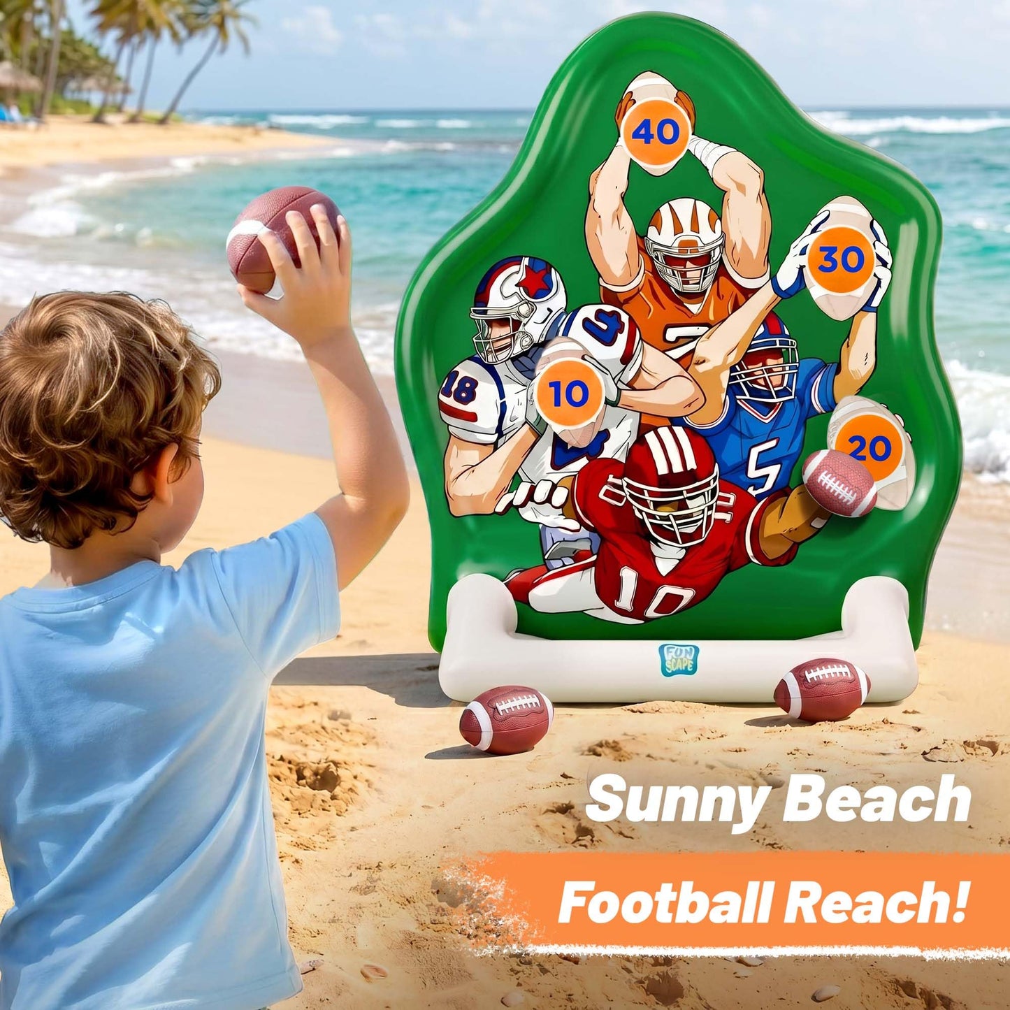 Funscape Kids Fun Pool Toys, Inflatable Football Toss Target Game, Swimming Pool Floats, Beach Yard Outdoor Water Play, Summer Party Birthday Sport Gift 3 4 5 6 7 8 9 12 Yrs Boy Girl Teen