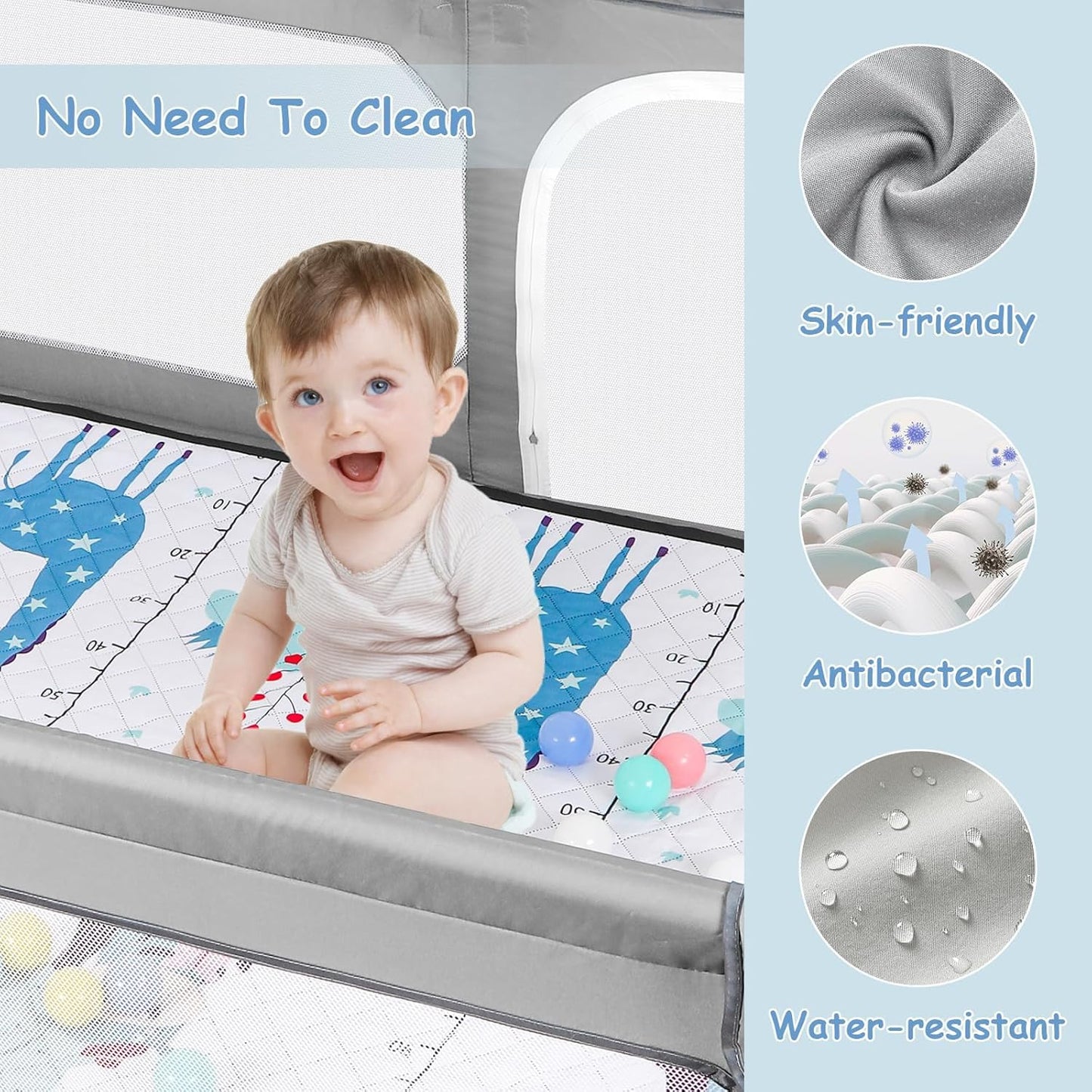 JINXIA Baby Playpen with Mat 79"*70", Large Play Pen for Babies and Toddlers with Soft Breathable Mesh, Climb-Proof Anti-Fall Baby Playpen, Sturdy Safety Play Yard for Indoor Outdoor Fun, Grey