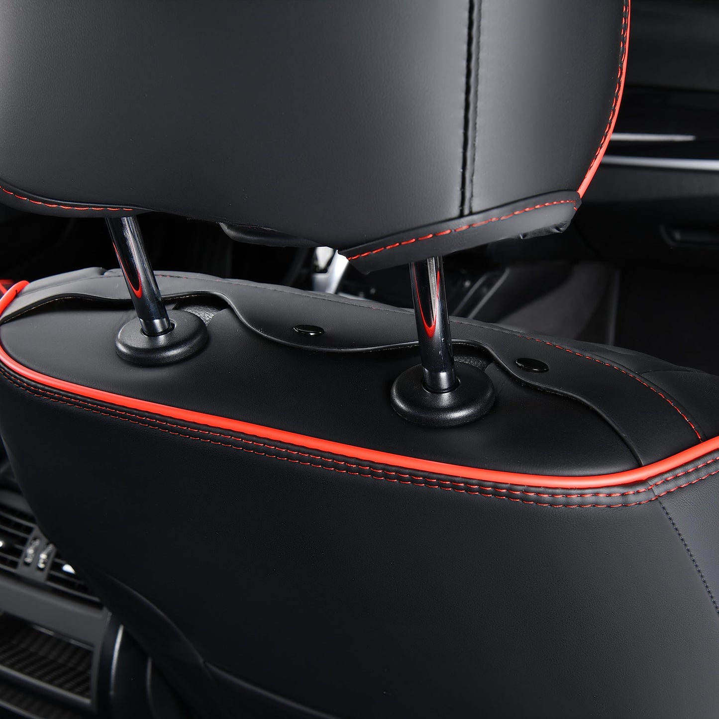 FLORICH Leather Seat Covers, Seat Covers Full Set, Car Seat Protectors 5 Seats, Automotive Seat Covers Fit for Most Cars Trucks SUV-Black&Red Line