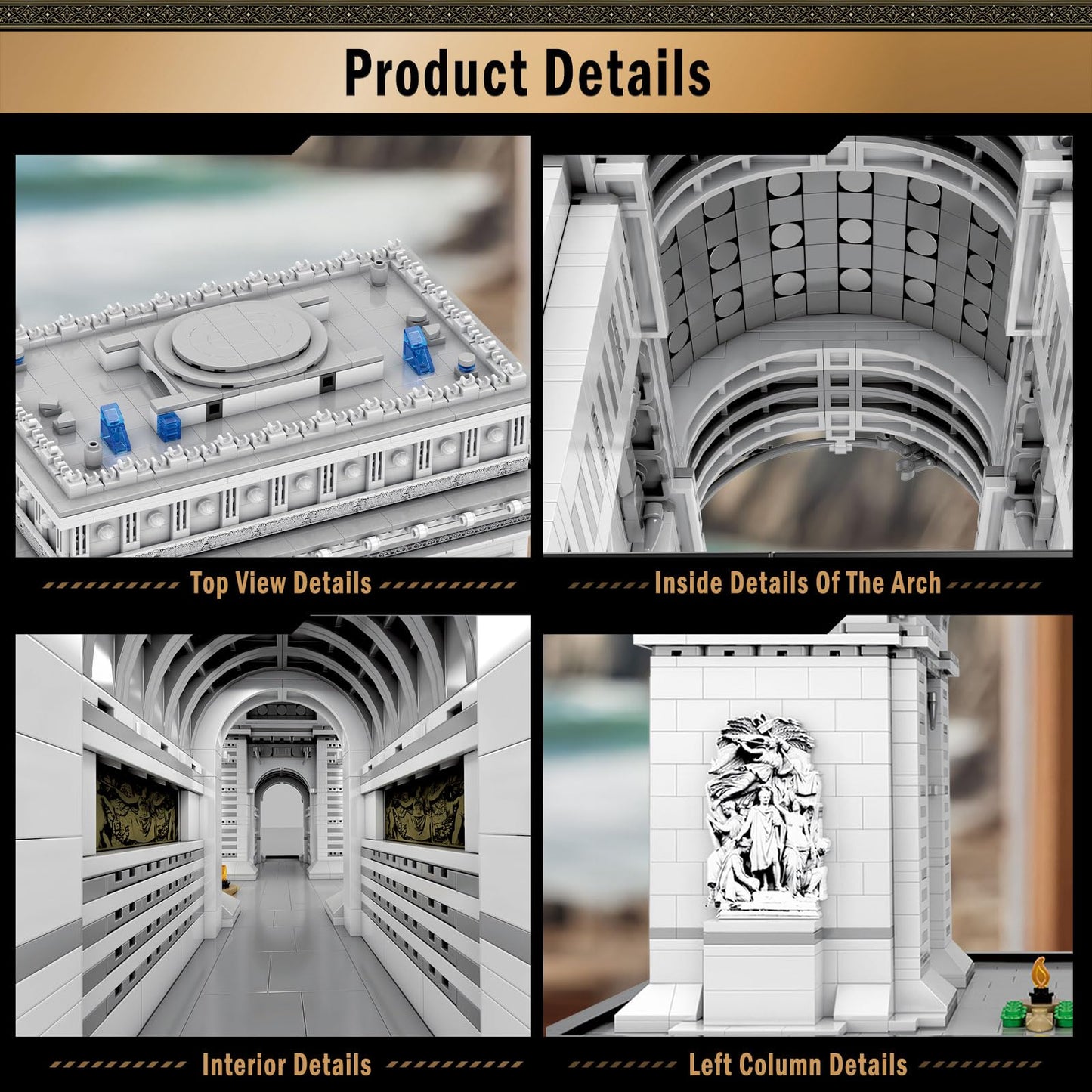 Reobrix Arc de Triomphe Building Set for Adults, 3395 PCS Paris Landmark Architecture Model Kit, DIY Construction Toy Blocks with Exquisite Details, Collectible Display & Home Decor Gift
