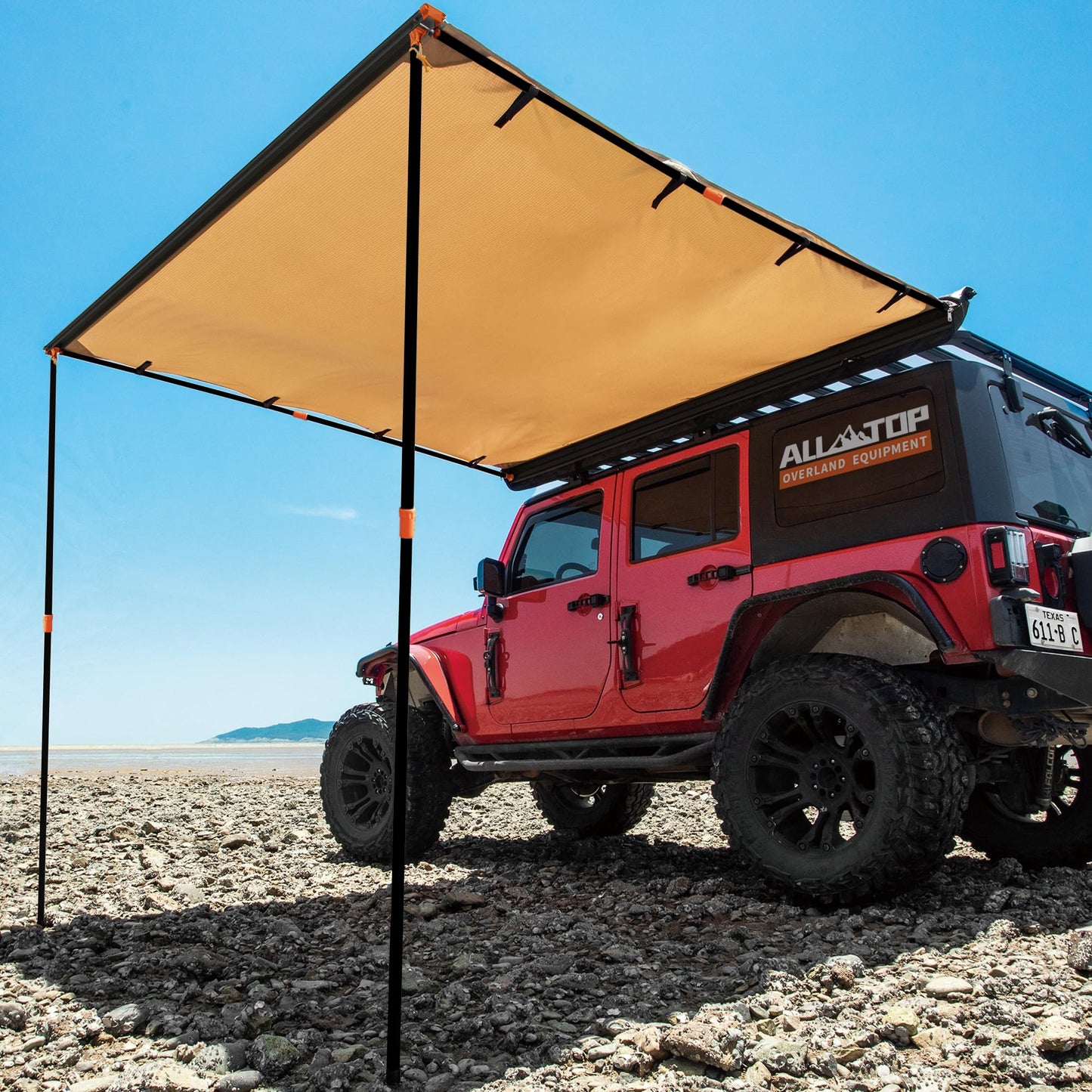 ALL-TOP Vehicle Awning 6.6'x10' Roof Rack Pull-Out Sun Shade UV50+, Weatherproof 4x4 Side Awning for Camping & Overland (Hardware Included)