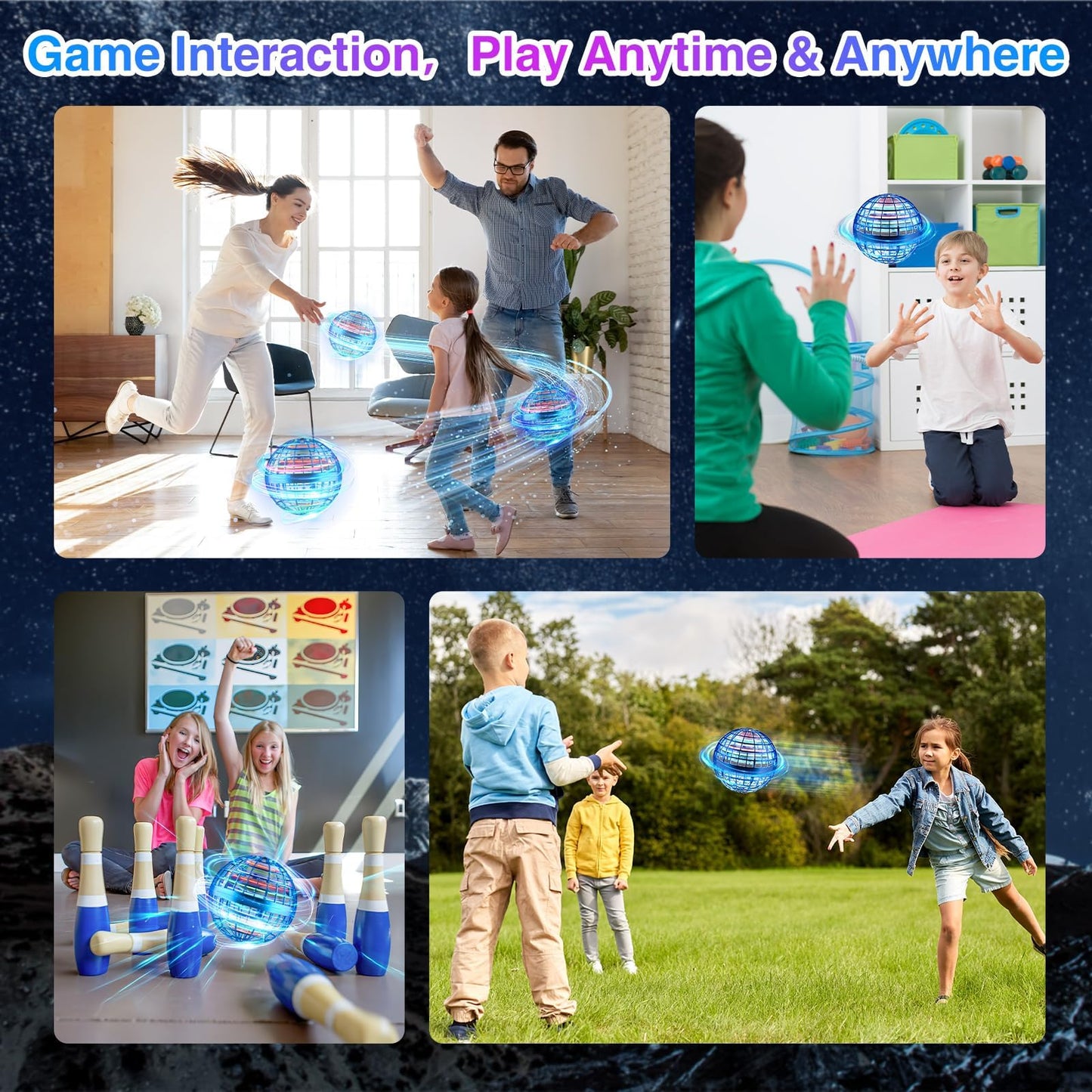 Flying Orb Ball Toys 2025, Soaring Hover Boomerang Spinner Hand Controlled Mini Drone Cosmic Globe Spinning Kids Adults Outdoor Fly Toy Birthday Gift Cool for Boys Girls 6 7 8 9 10 11 12 Year(Blue)