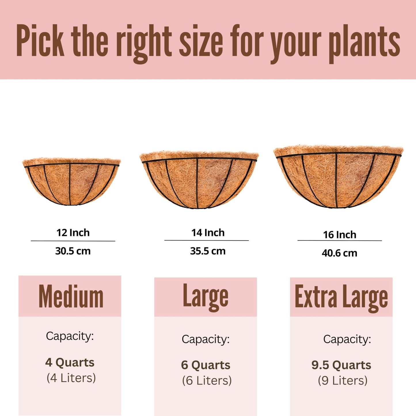 LaLaGreen Wall Planters for Outdoor Plants (2 Pack, 14 Inch) Large Hanging Planter with Coco Liner, Metal Round Wire Flower Basket Outside Fence Railing Plant Pots Holder Deck Porch Balcony Decor