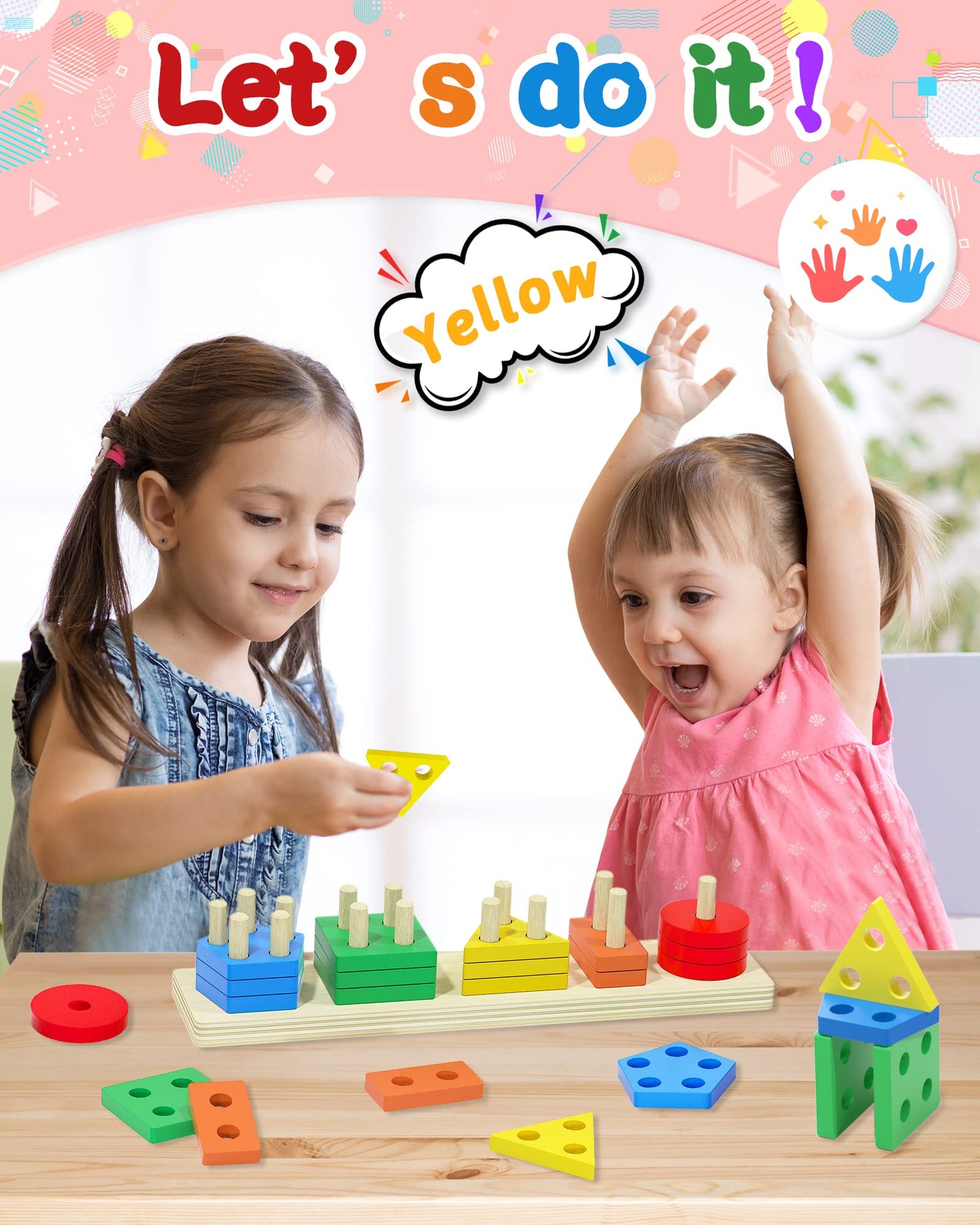 Yetonamr Montessori Toys for 1 2 3 Years Old Boys Girls Birthday Gifts, Wooden Sensory Toys for Ages 2-4 Toddlers Kids Baby, Toddler Learning Toy Activities Puzzles Ages 1-3