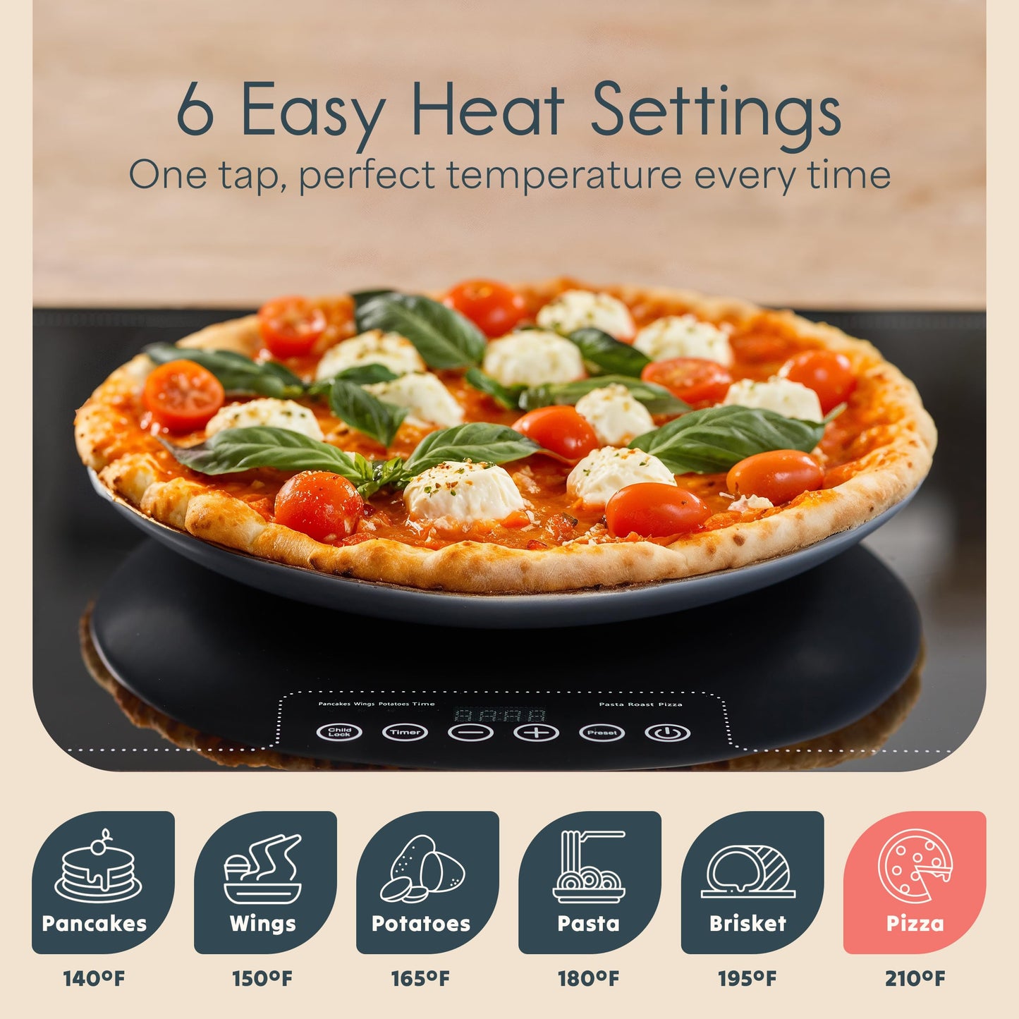 Culvani Electric Warming Tray for Food | 39"x14" XL Thermaplate Electric Food Warmer for Kitchen & Buffet | 1" Thin Countertop Hot Plate with Touch Controls, Adjustable Temp, Black/Gold Finish
