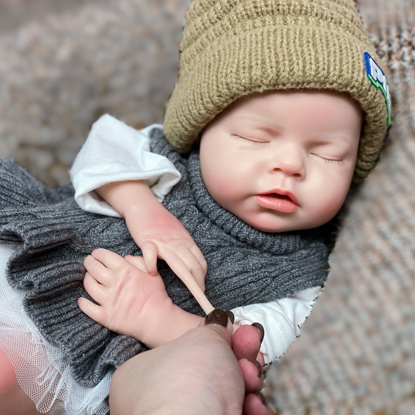 Gileutay 20 inch Full Body Silicone Baby Doll Girl Realistic Sleeping Reborn Newborn Babies that Can Open Mouth Handmade Toy