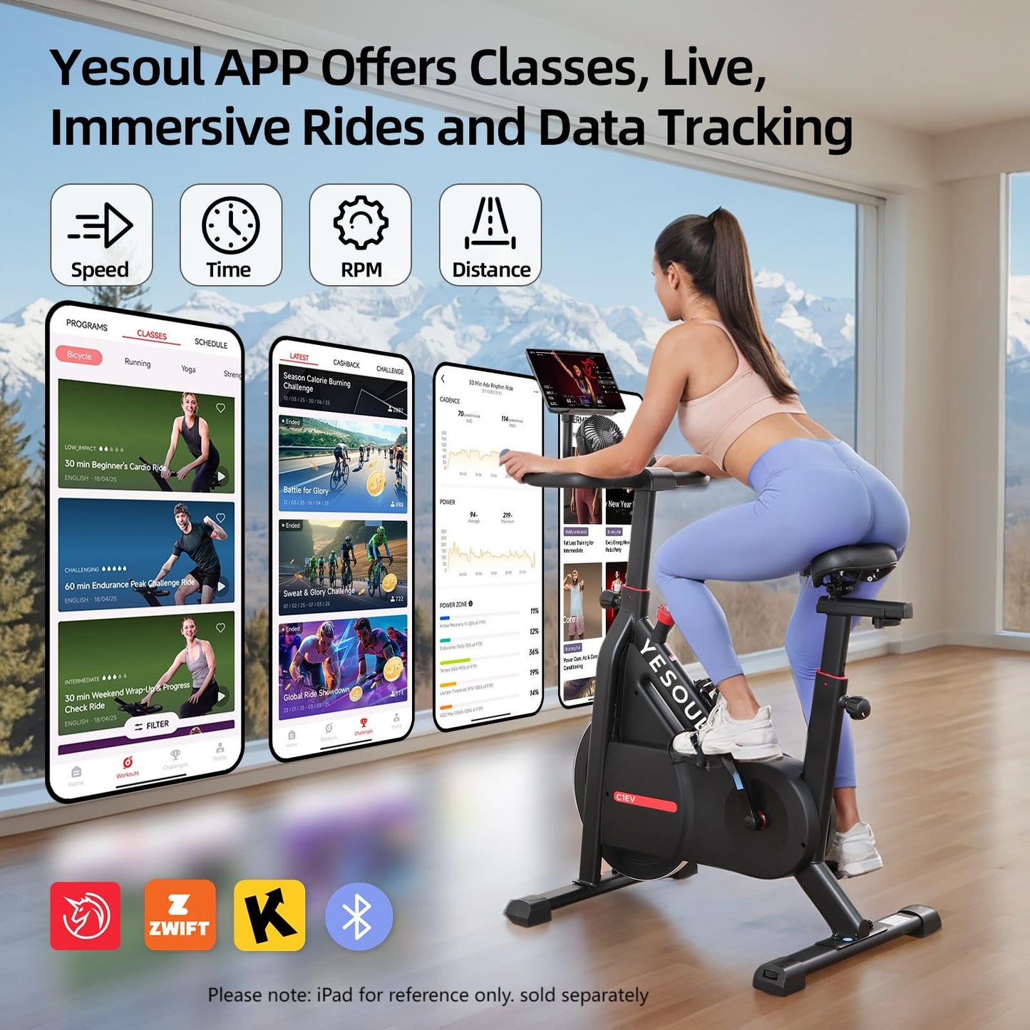 YESOUL Exercise Bike for Home, Self Powered Fan Stationary Bike with Dynamic LED Light Effects, Pro Livestreaming Classes, Smart Exclusive App, 300 LBS Magnetic Resistance Indoor Stationary Cycling Workout Bike for Home