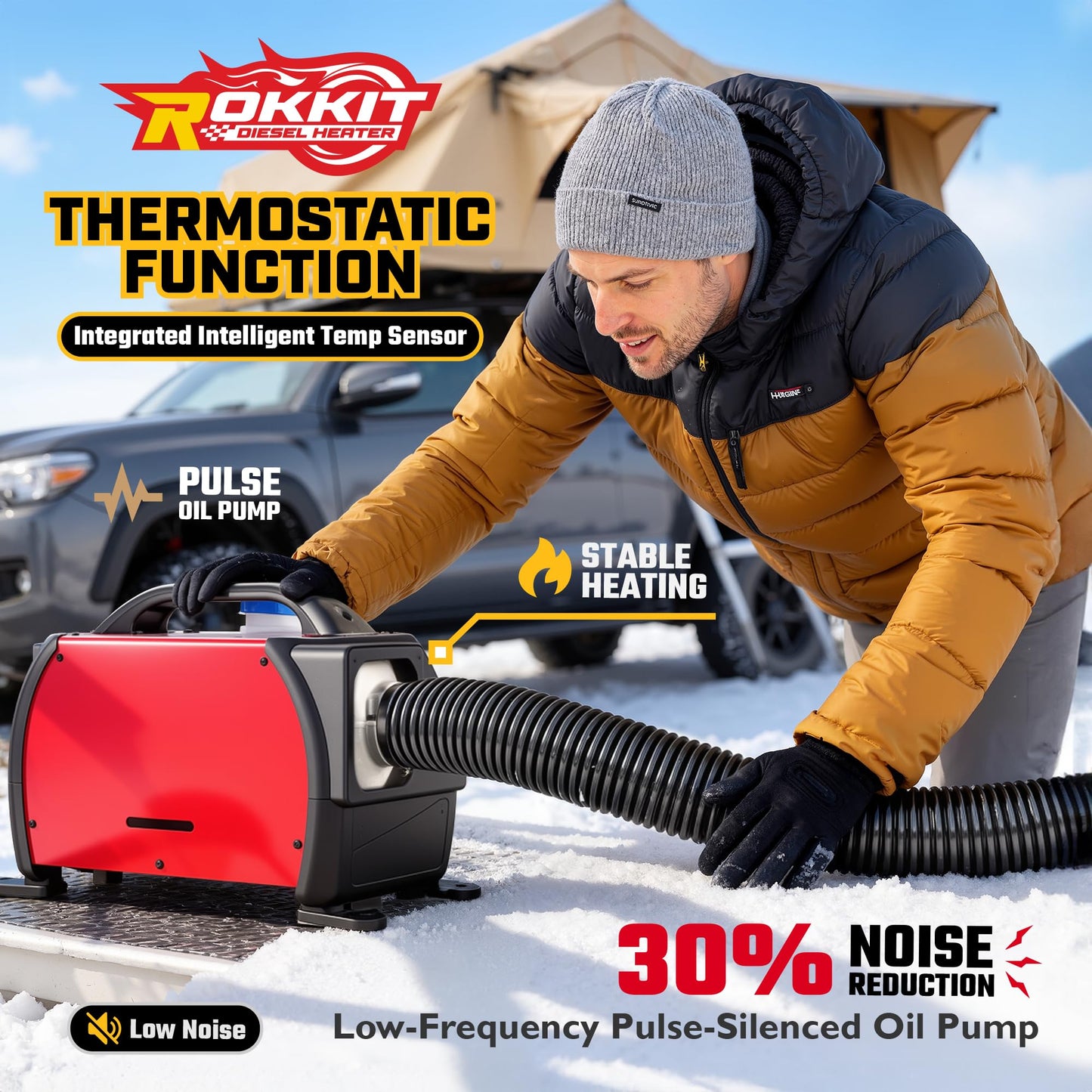[2026 Version]Diesel Heater 8KW, 110V/12V All-in-One Portable Diesel Air Parking Heater with LCD Thermostat Monitor & Remote Control for Trucks, Car Trailer, Boat and Motor-home (8KW)