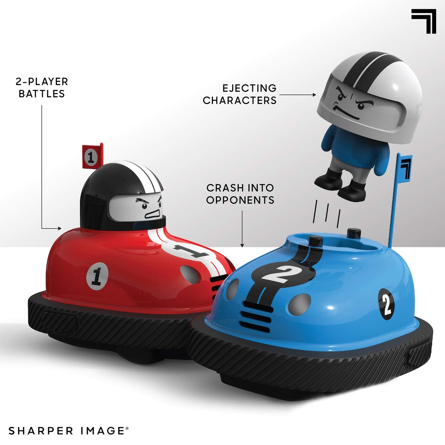 Sharper Image Road Rage Remote Control Cars, Mini RC Speed Ejector Bumper Cars, 2 Player Head to Head Battle Game with Ejecting Drivers, Sounds & Lights, Fun Indoor Kids Toys for Ages 6 and Up