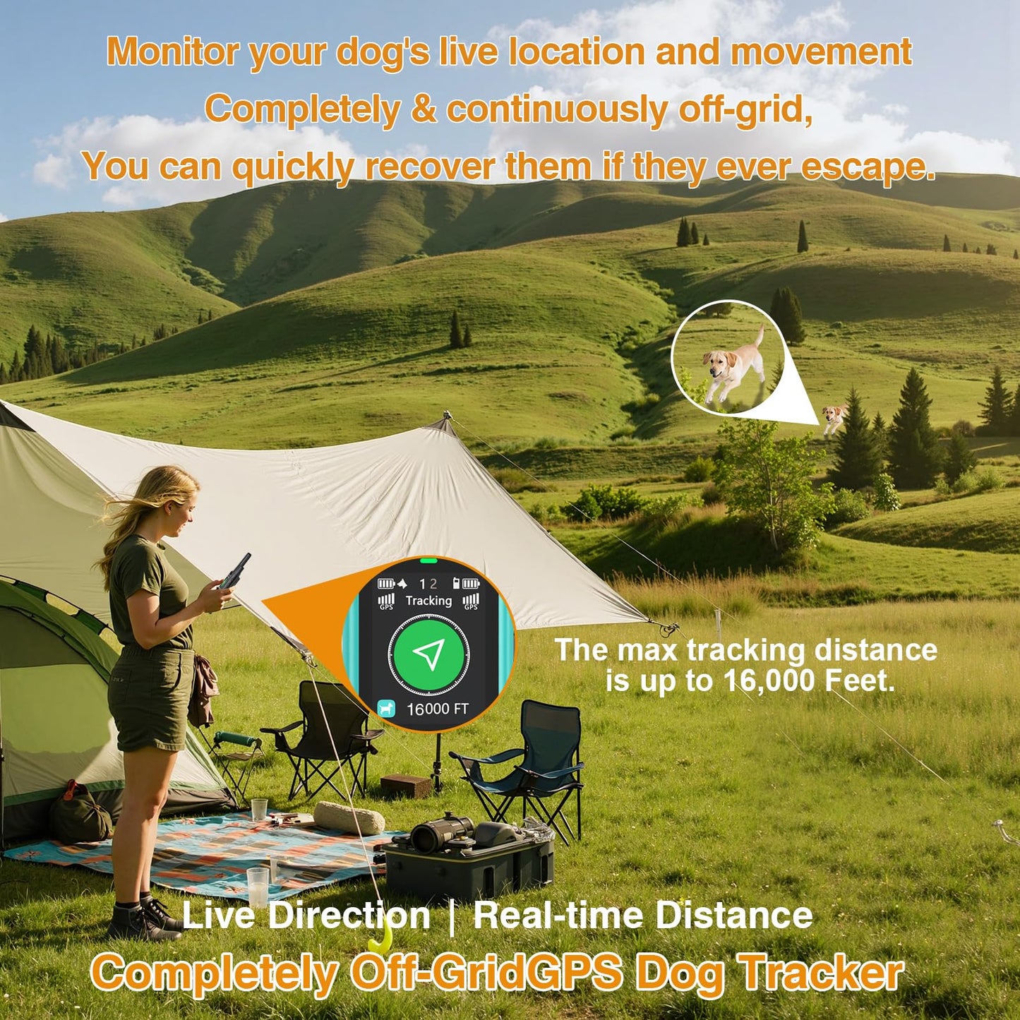 Completely Off-Grid 3-in-1 GPS Dog Fence with Real-Time Tracking: No Subscription, App-Free, Self-contained, Dual-GPS, Training Collar, Customizable Boundary with Four Progressive Alerts, Blue