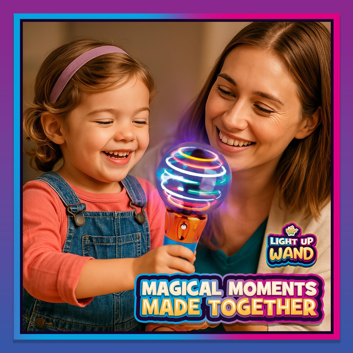 IPIDIPI TOYS Spinning Light Up LED Magic Wand for Kids - Easter Basket Stuffers Light Up Toys, Goodie Bag Filler - Ideal Gift, Birthday Party Favors for Boys & Girls