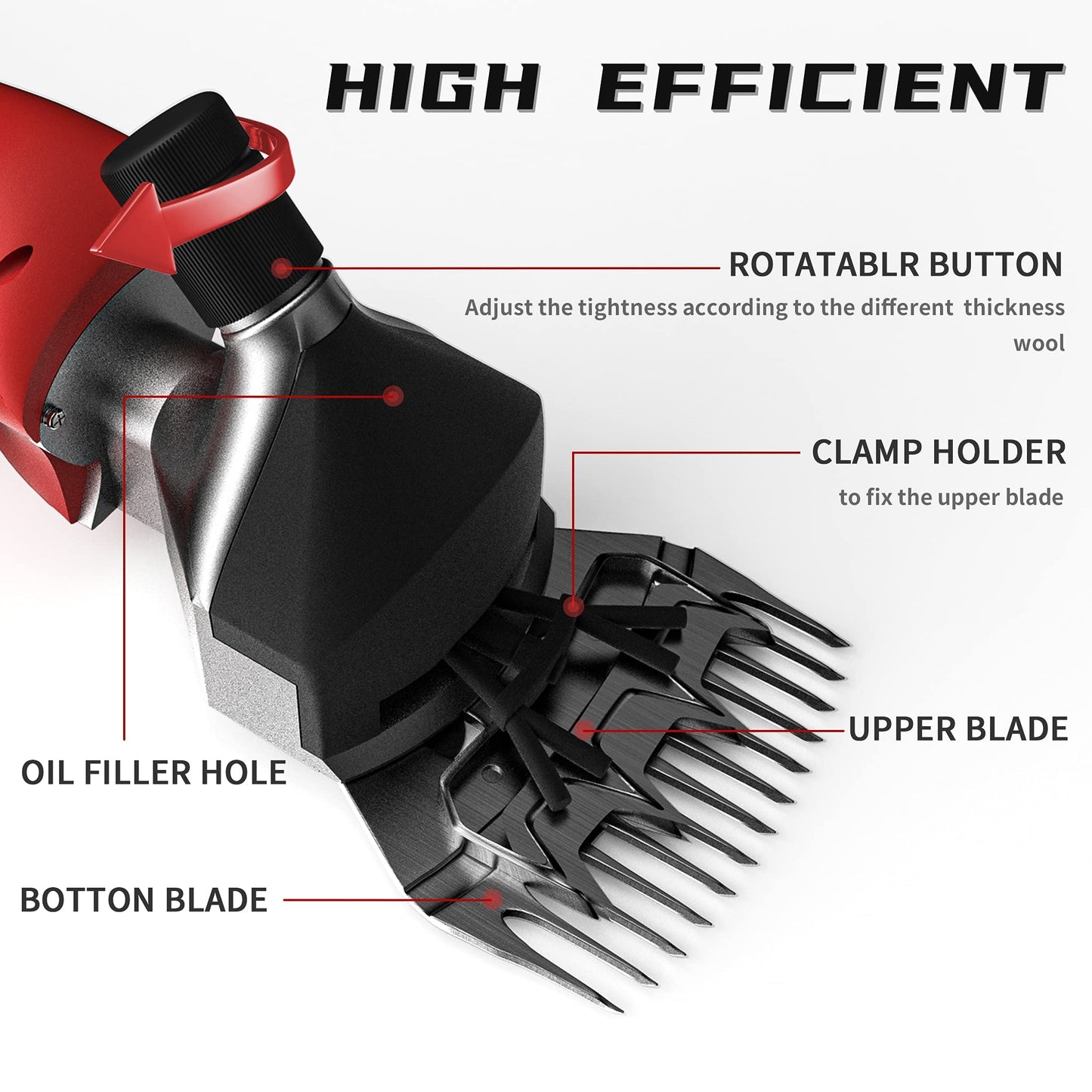 Dragro 500W Cordless Sheep Shears, Professional Electric Sheep Shearing Clippers with 2 PCS Rechargeable 2 Ah Lithium Battery, Heavy Duty Animal Clippers for Alpacas Goats Cattle Farm Livestock Pet