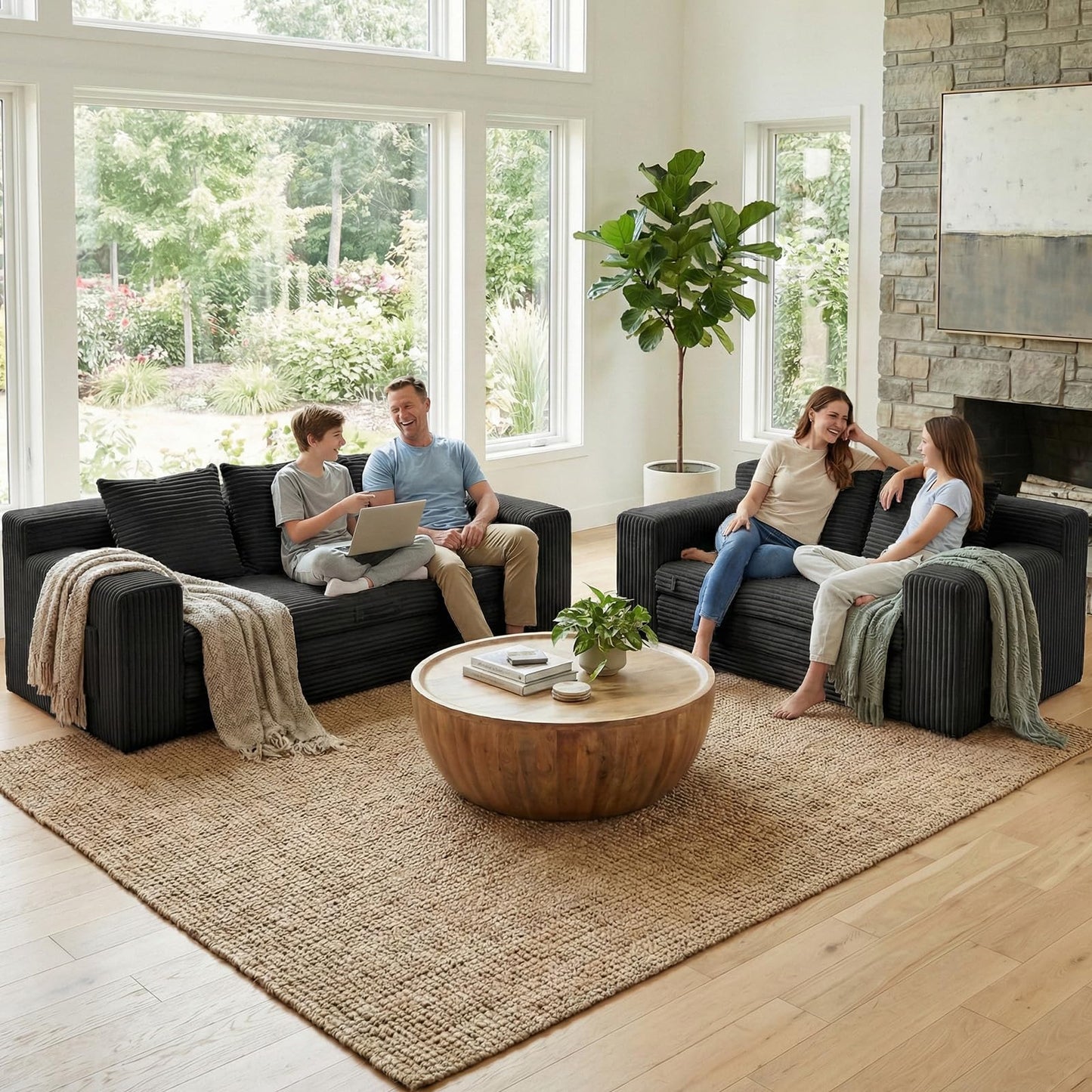 Boneless Loveseat Sleeper Sofa Bed: 3-in-1 Convertible Sofa Bed with Side Pockets & Handle,Pull Out Couch with 2 Pillows,Folding Futon for Small Space,Living Room & Bedroom,Corduroy Fabric,No Assembly