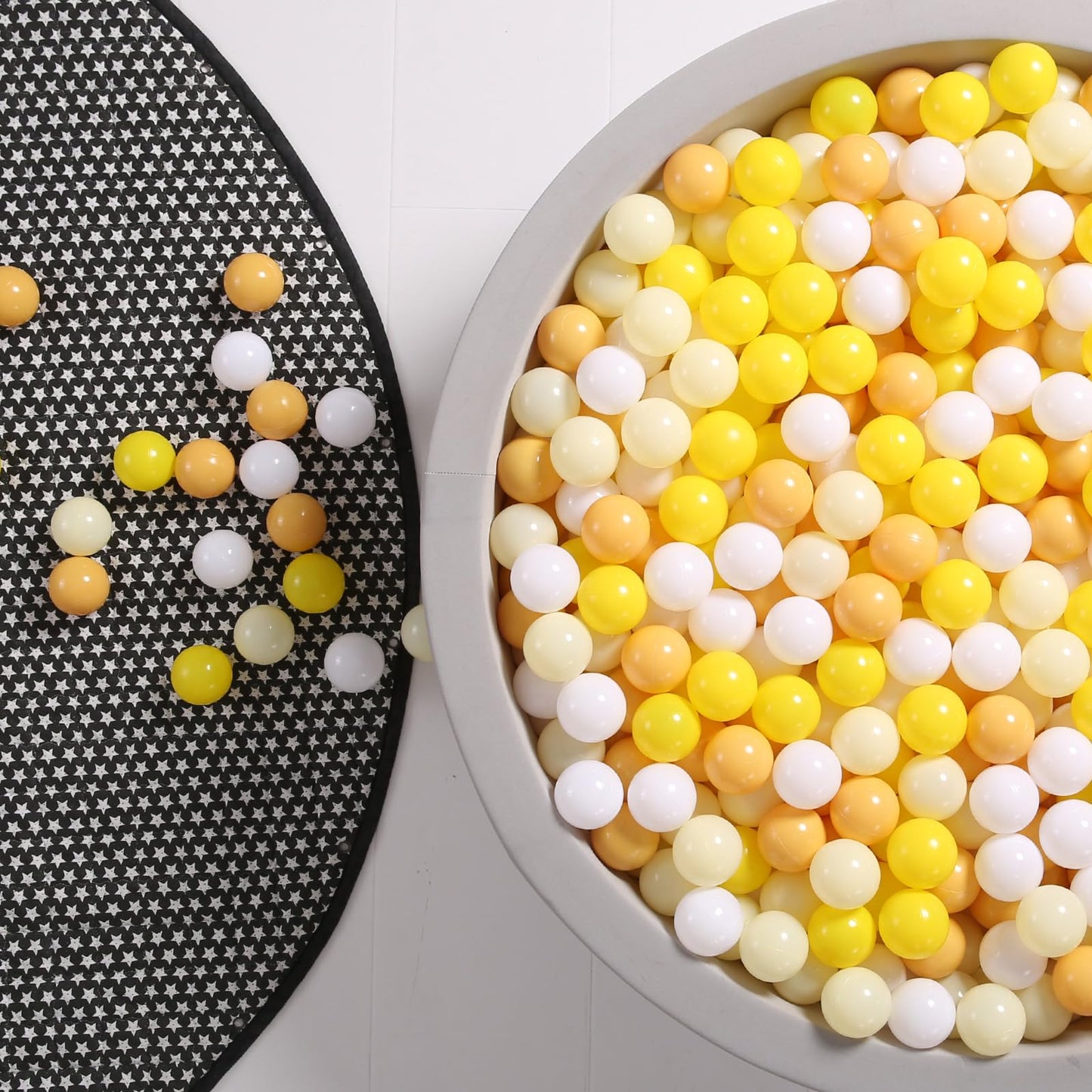 GOGOSO Ball Pit Balls for Toddlers Dogs Baby Boys Girls 2.2Inch Plasticball Toys for Kid Play Tent Birthday Slides Party Decor 170 pcs, Cream Yellow+ Macaron Yellow+ White