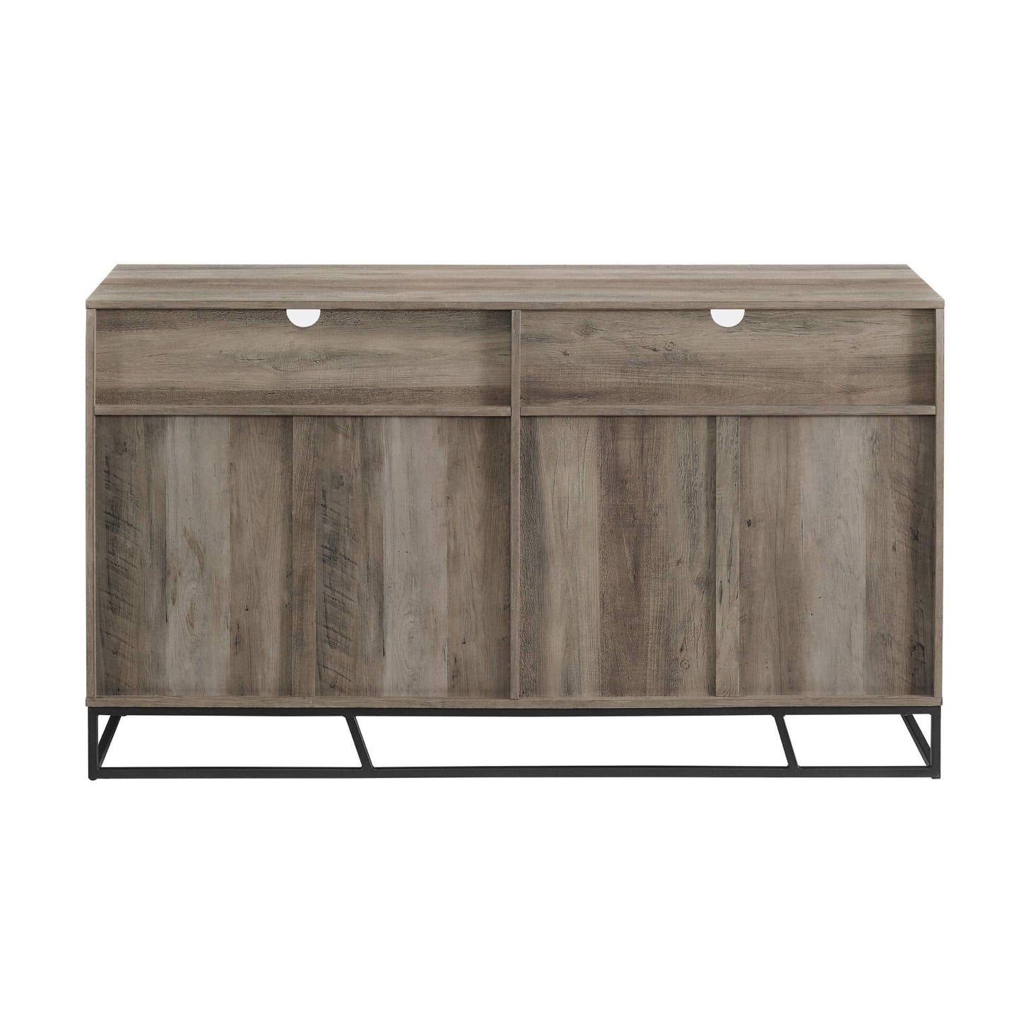 Walker Edison Angled Door Cabinet-Sideboard-Buffet with Open Shelf Storage, 58, Grey Wash