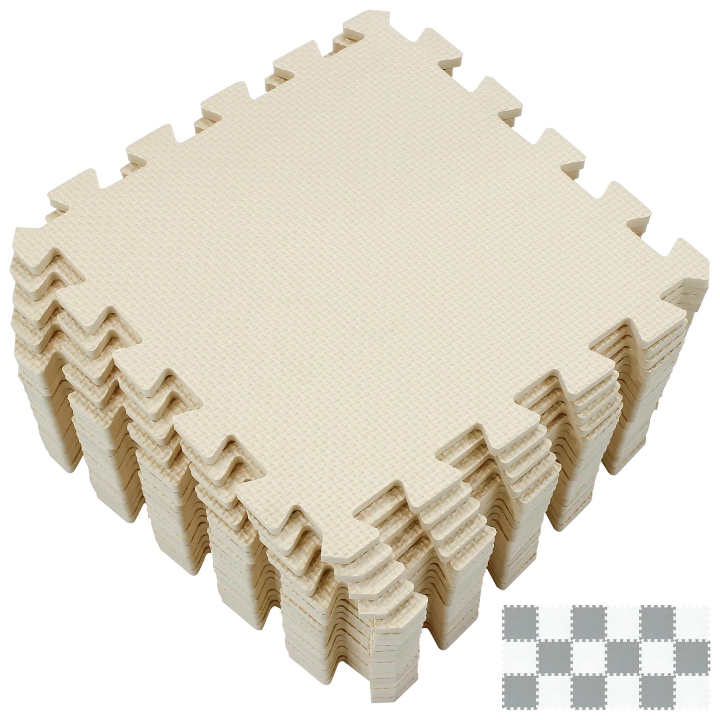 Yostrong® 18 Tiles Interlocking Puzzle Foam Baby Play Mat for Playing - EVA Babies Crawling Mat | Rubber Floor Work Out Mats for Home Gym. Beige. YOC-Jb18N