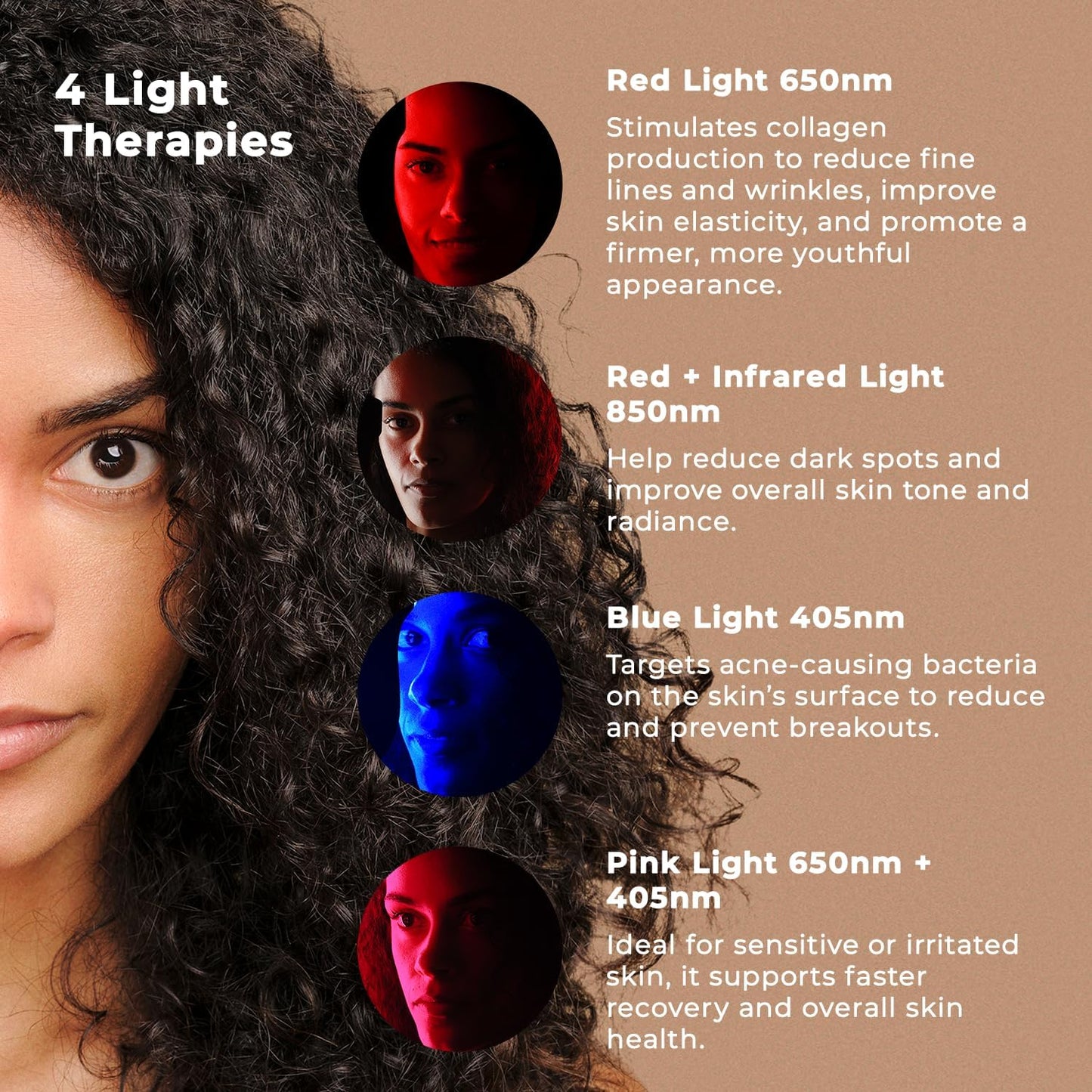 Capillus Red Light Therapy Mask LED Face Mask Light Therapy 4 in 1 Infrared Blue & Pink Red Light Mask Face Therapy Device Black