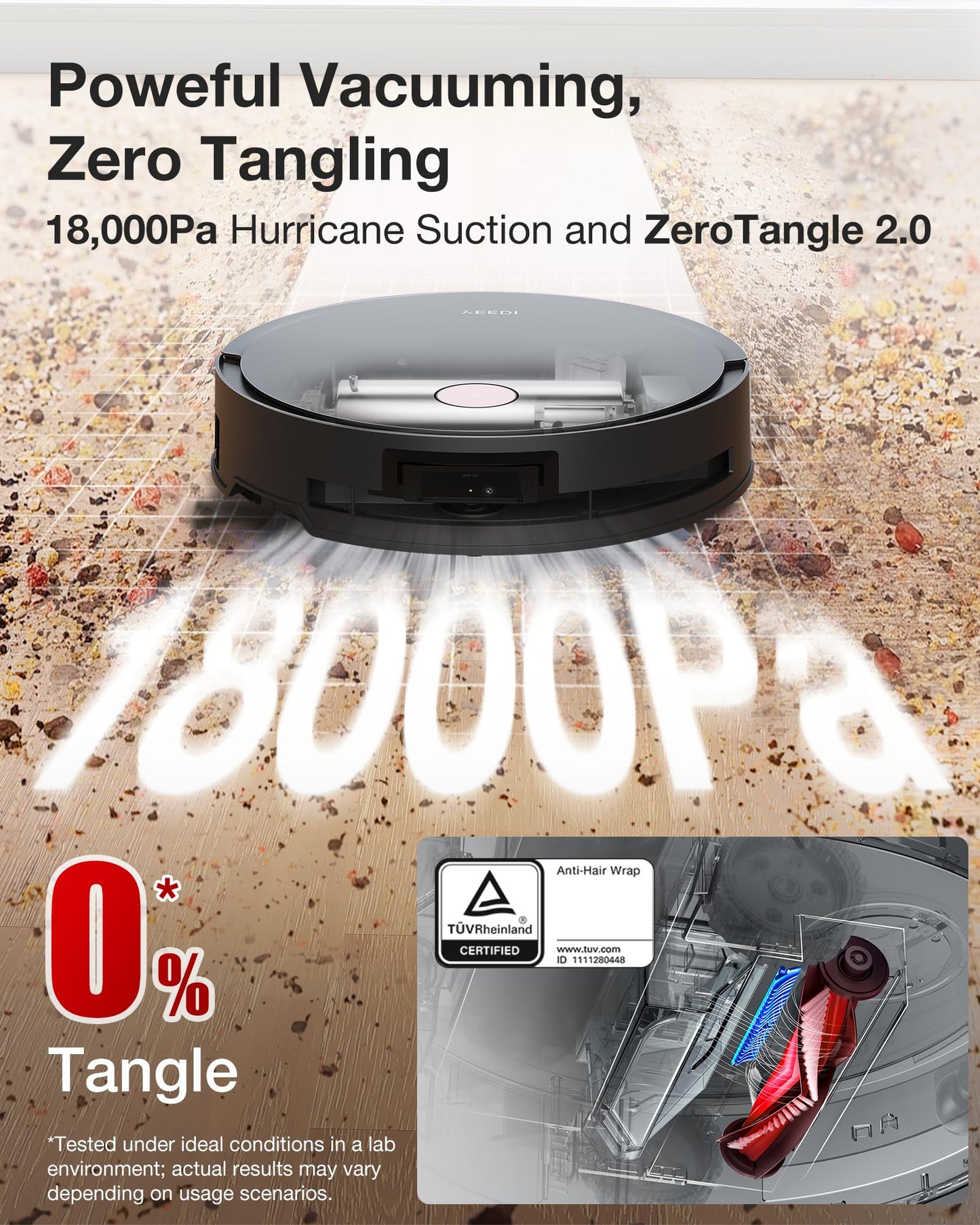 Yeedi S14 Plus Robot Vacuum and Mop, 18,000Pa Suction, OZMO Roller Mopping, ZeroTangle 2.0, TruEdge 3D Sensor, All-in-One Station with Auto Hot Water Washing & Self-Drying, Black