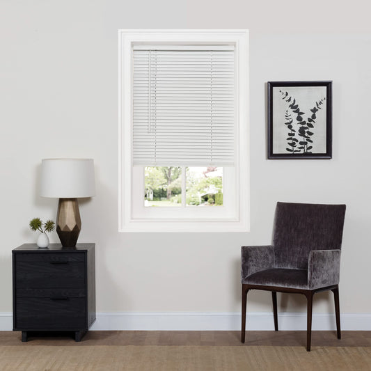 Cordless Room Darkening Mini Blind - 23 Inch Width, 64 Inch Length, 1" Slat Size - Pearl White- Cordless GII Deluxe Sundown Horizontal Windows Blinds for Interior by Achim Home Decor
