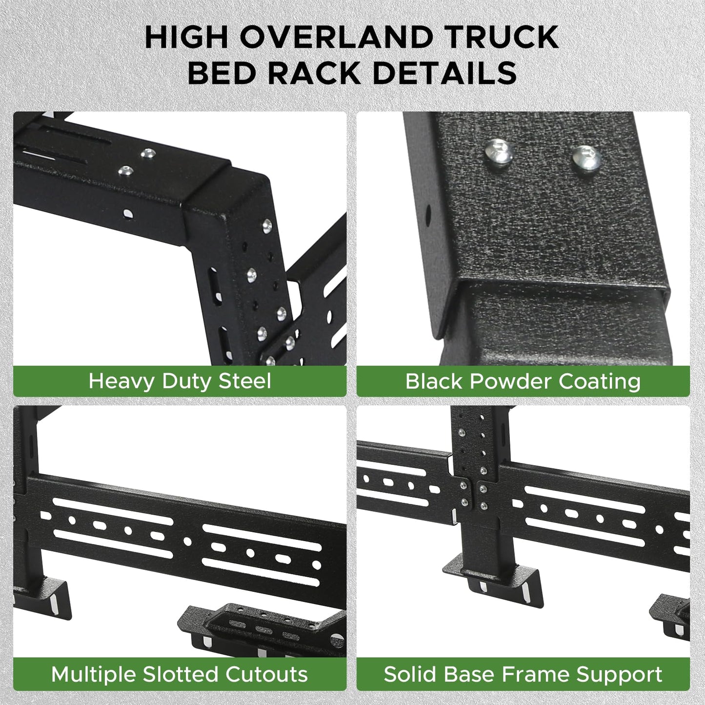 Partree 13"-18.5" High Overland Bed Rack for Fit for Ford F150 & Chevy Silverado 1500/Gmc Sierra 1500 & Dodge Ram 1500 & Tundra & Tacoma Full-Size Trucks w/Bed Rails Truck Bed Rack Back Cargo Carrier