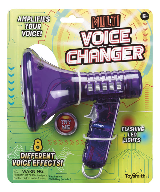 Toysmith Tech Gear Multi Voice Changer – Megaphone Toy with 8 Voice Effects and LED Lights – Fun Outdoor Toy for Kids Ages 5+ – Cool Gag Gifts or Birthday Gift Idea – Colors May Vary, Battery Included