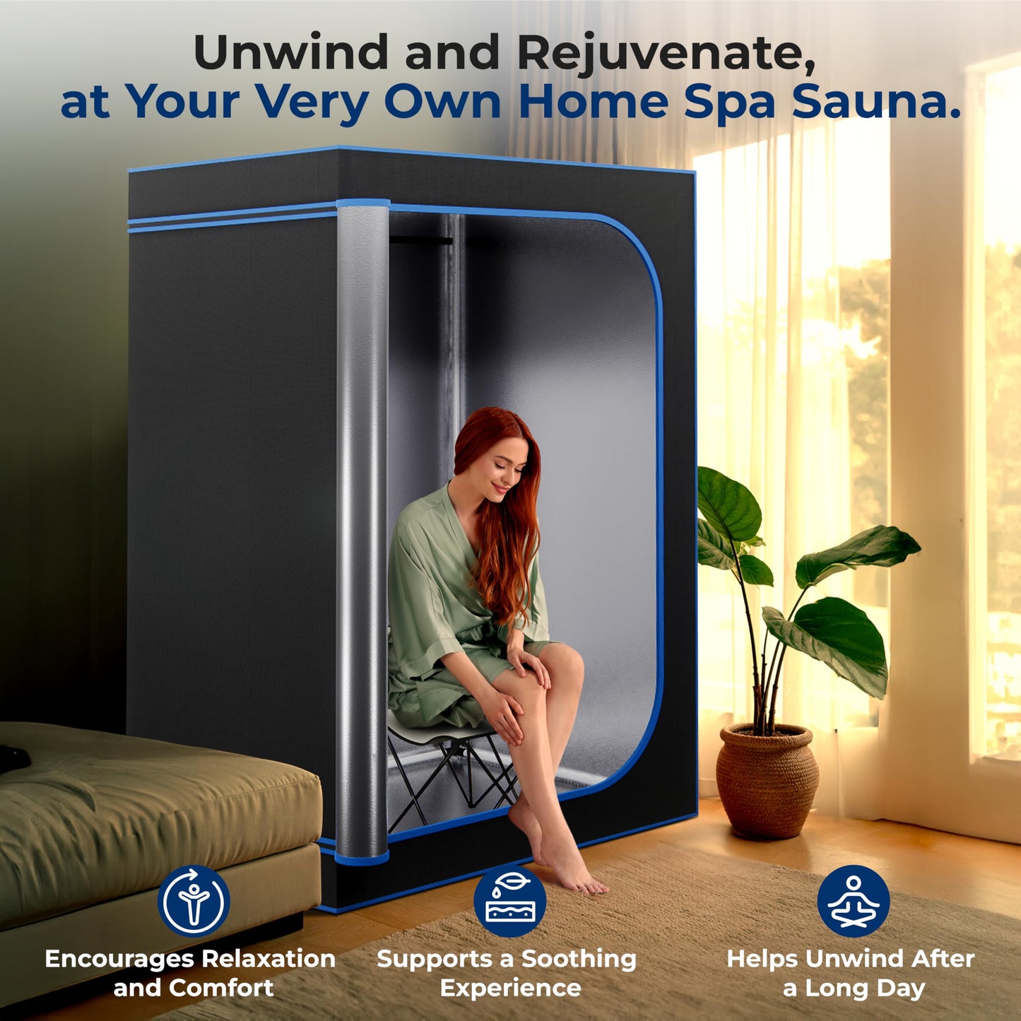 SereneLife Portable Sauna for Home, 2 Person Steam Tent with 4L Steamer, 2 Folding Chairs, Remote Control In-Home Spa, 6' x 4'