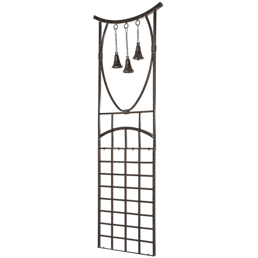 H Potter Bell Garden Trellis 67" Installed Height — 26-Lb Heavy Duty Iron Climbing Trellis with Decorative Bells — 79" Overall with Ground Spikes, Freestanding Outdoor Trellis