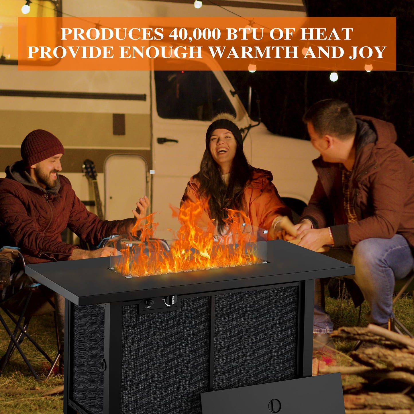 Shintenchi Propane Fire Pits 43″ Outdoor Gas Fire Pit, 50,000 BTU Rectangle Gas Fire Pit Table with Lava Rocks, 2-in-1 Fire Table with Removable Lid, CSA-Certified for Outside Patio,Parties,Backyard