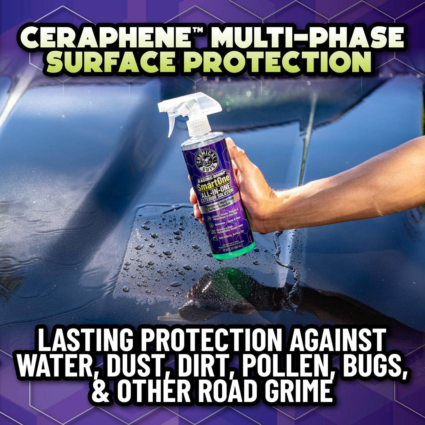 Chemical Guys Raging Rhino Waterless Car Wash And Quick Detailer Spray And Wipe Exterior Cleaner 2 Pack (20 Oz Each) With 6 Premium Microfiber Towels