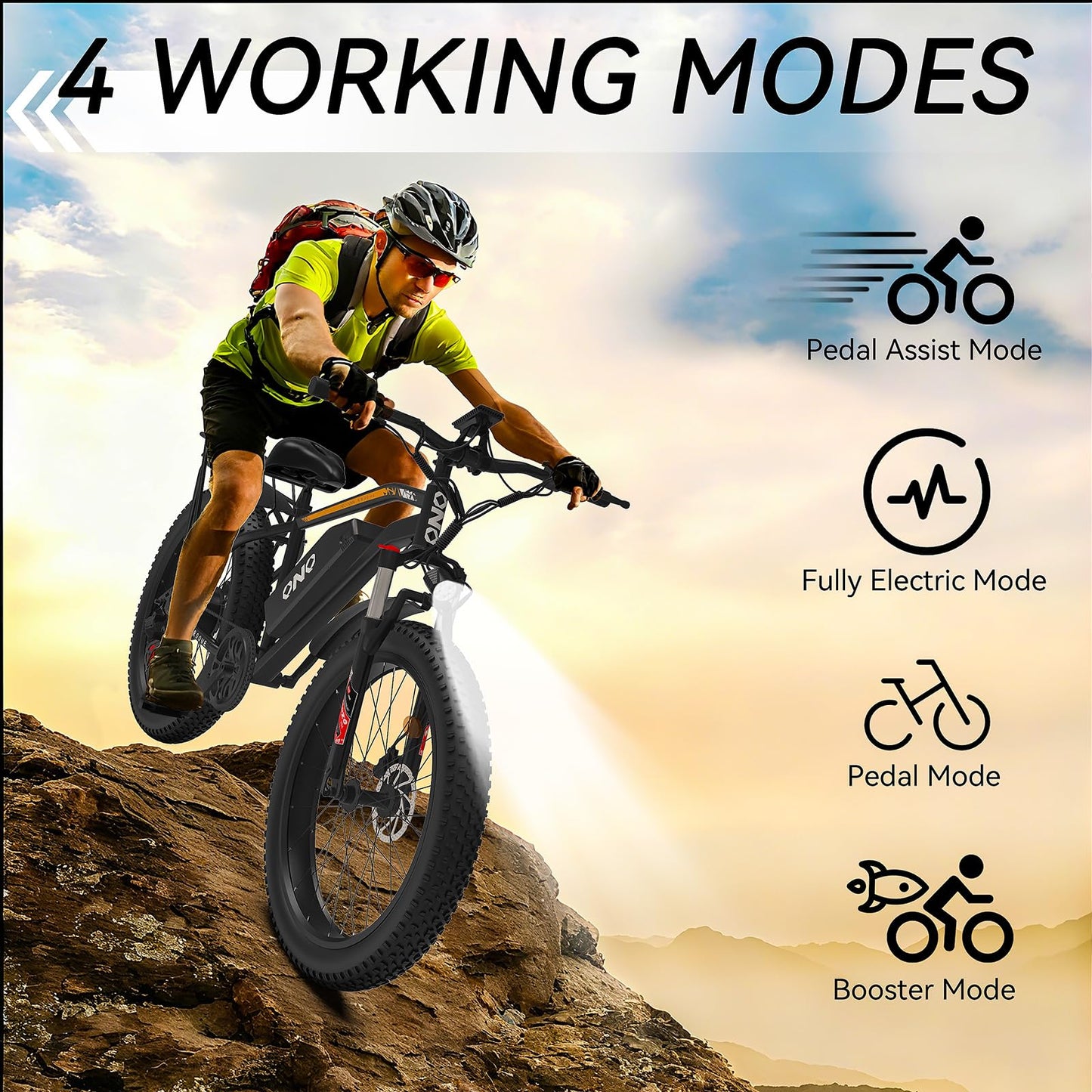 Electric Bike for Adults丨1500W Peak Power丨20 MPH,60+Miles丨48V 15Ah Removable Battery丨26''Fat Tires丨7-Speed Gears丨Dual Shock Absorbers丨 High Carbon Steel. Adaptive Cruise Control.