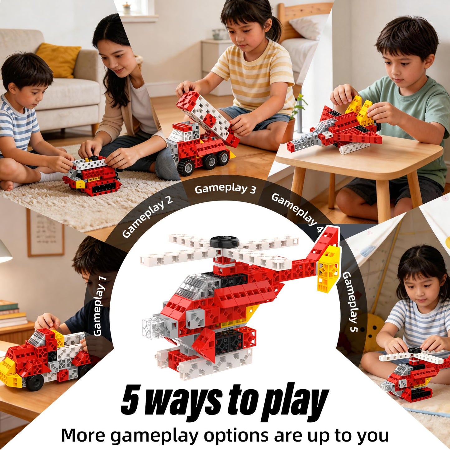 HYPDANK 150 PCS 0.8in Building Blocks - Toy Building Sets for Kids, Building Blocks Cubes, School Toys Birthday Gifts for Boys and Girls Age 3+ Years Old Stimulate Imagination (150, Helicopter)