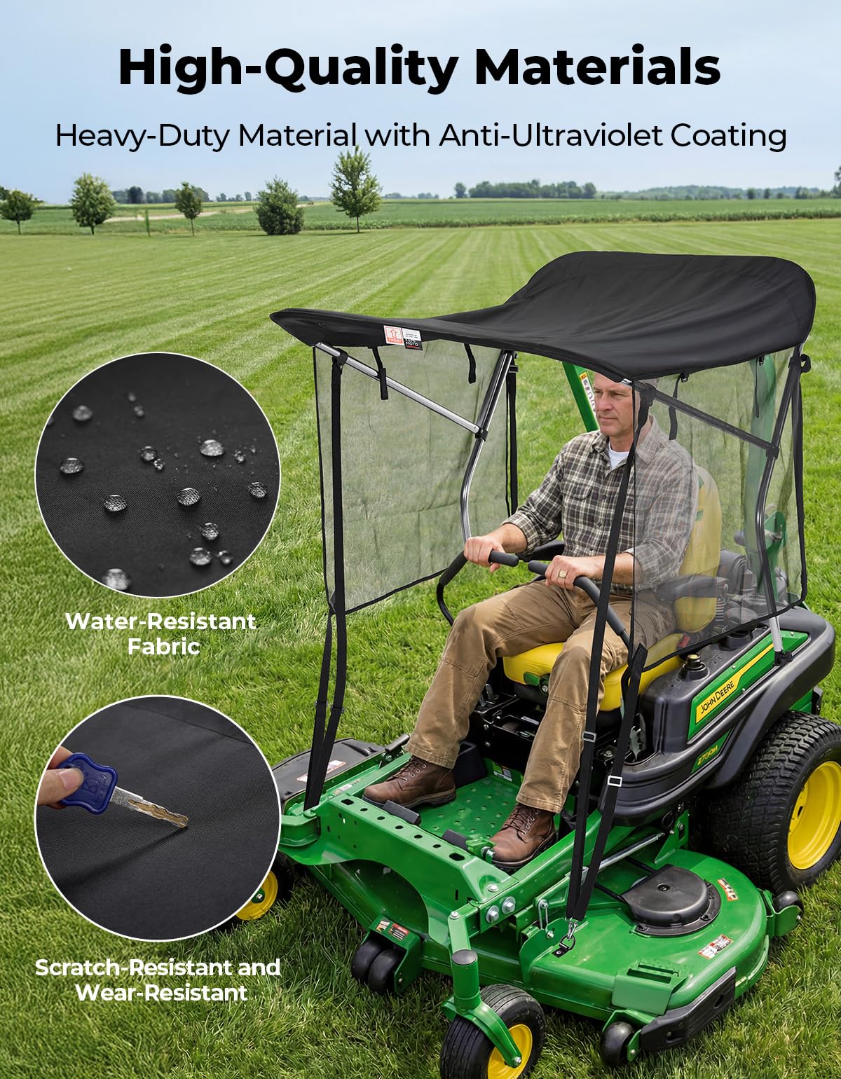 KEMIMOTO Shade Canopy for Zero Turn Lawn Mower, High Visibility Left and Right Sunshades with UV Protection, Reduce Heat and Glare, Compatible with John Deere, Cub Cadet, Kubota,Troy Bilt & Others