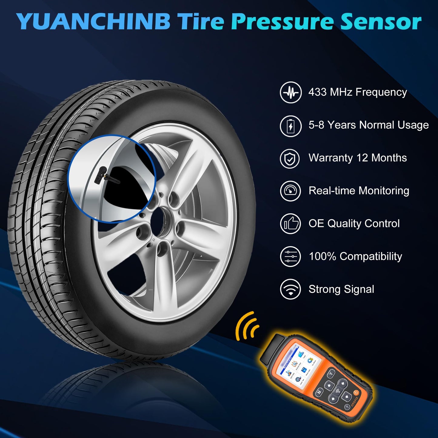 56029398AB TPMS Sensors Set of 4 for Chrysler Dodge Jeep Ram Tire Pressure Monitoring Sensor 433MHz Replaces 68142397AA 68241067AA 68241067AB