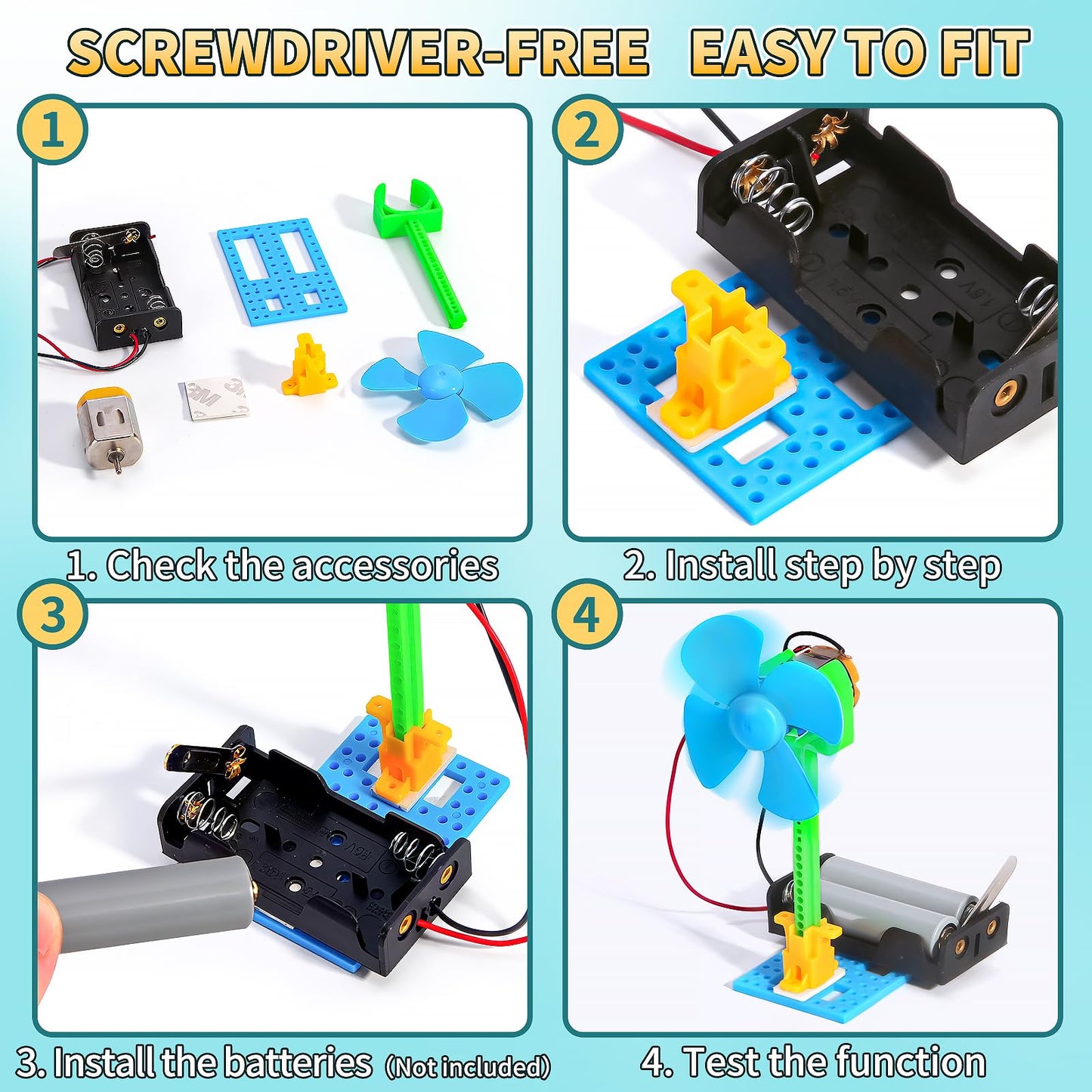 Bulk STEM Kits - 8 Set Electrical Fans, Girls Boys Crafts Science Kits for Kids Age 8-12, STEM Toys for Boys 6-8 8-10 6 7 8 10 12 13 Classroom, Engineering Activities Experiments Projects Circuit