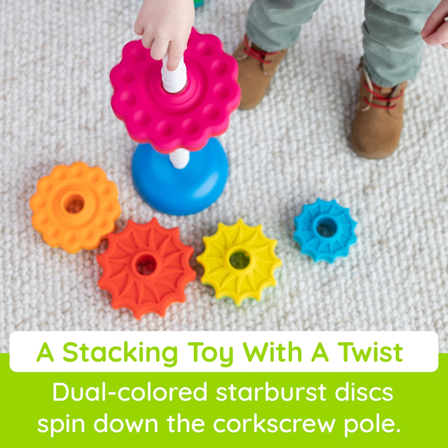 Fat Brain Toys SpinAgain, Baby Stacking & Spinning Toys for Toddlers Ages 1+