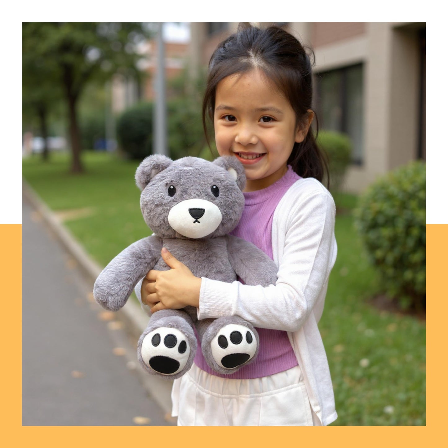 HUGWIMI Huggable Gray Teddy Bear, Soft Stuffed Plushie - Easter Gifts for Kids and Teen Girls, 16 Inches