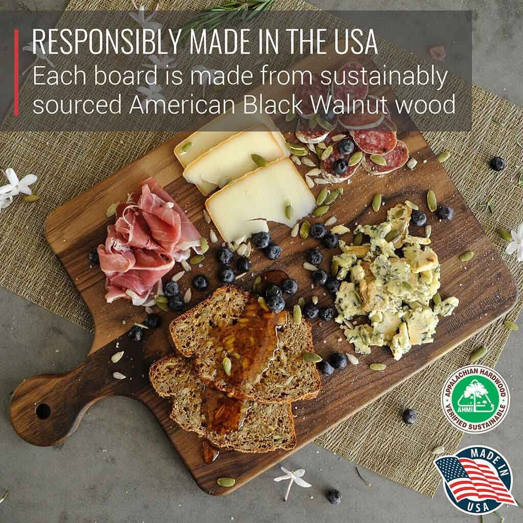 Medium Walnut + Cutting Board With Handle + Round Cutting Board