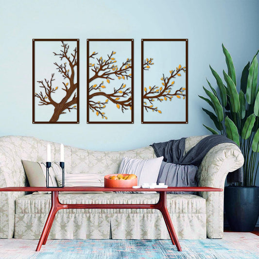 cape leadwort 3Pcs Tree of Life Metal Wall Decor, Colorful Tree Branch Metal Wall Art, Tree Sign Wall Hangings for Home Garden Office Living Room Indoor Outdoor