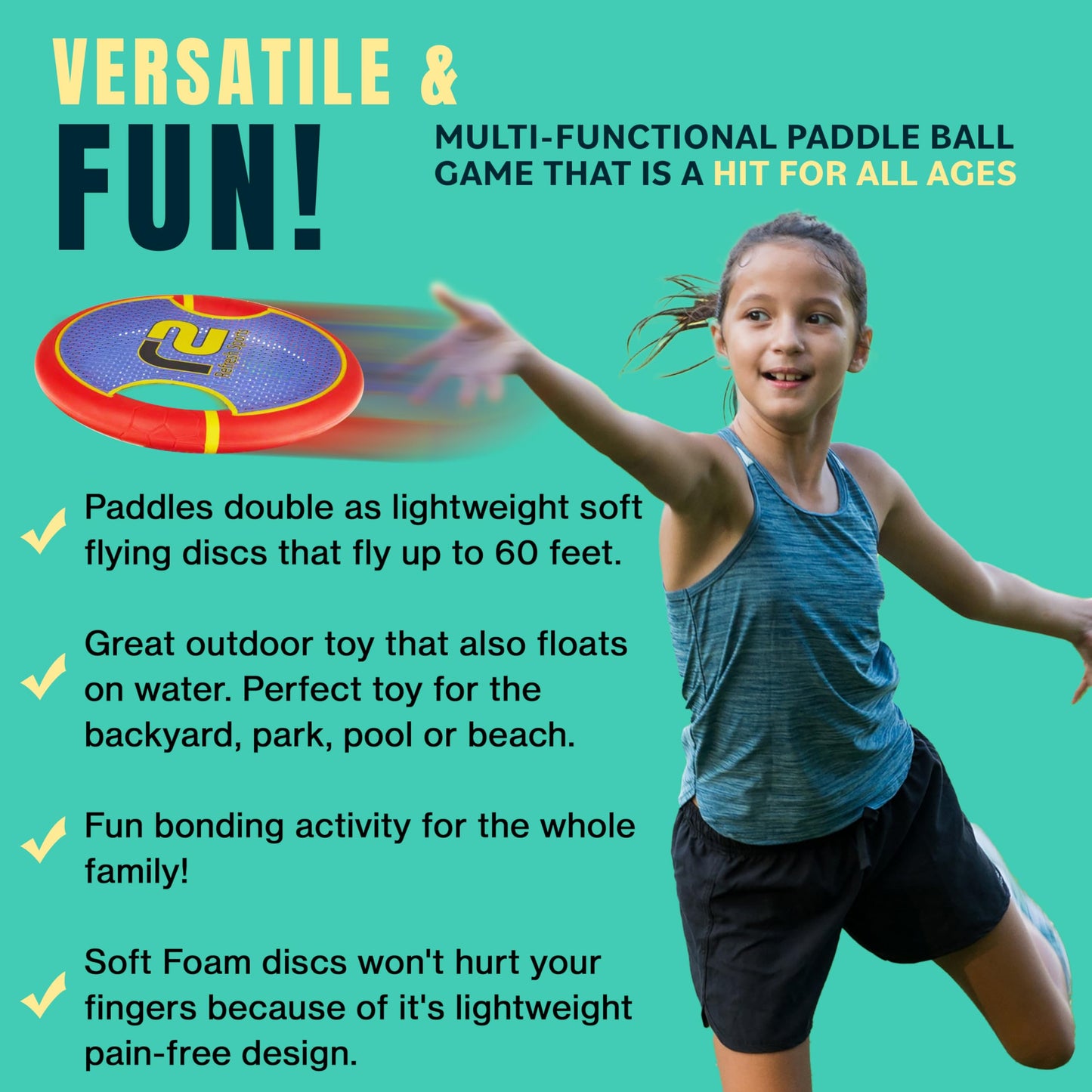 Kids Bouncy Paddles & Flying Disc: Summer Gifts For Boys & Gift Ideas for Kids 2026 - Sports Gifts & Sports Games For Boys 8-12 Toss & Catch Games & Yard Toys Outdoor Games For Kids With Stringy Balls
