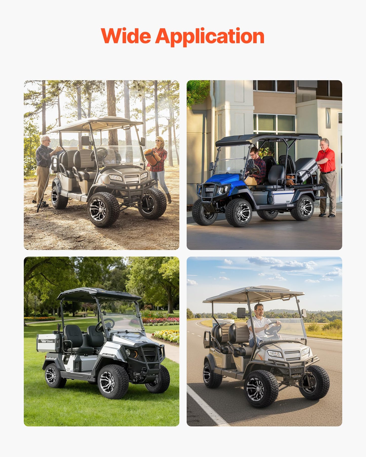 VEVOR Golf Cart Wheels, 10" 205/50-10 Black Aluminum Alloy Golf Cart Tires and Wheels Combo (Set of 4) Fit Club Car, EZGO, Yamaha, 4 Ply Rubber 4-Lug Lawn Mower Tires & Rims, 675 lbs Load, All-Terrain