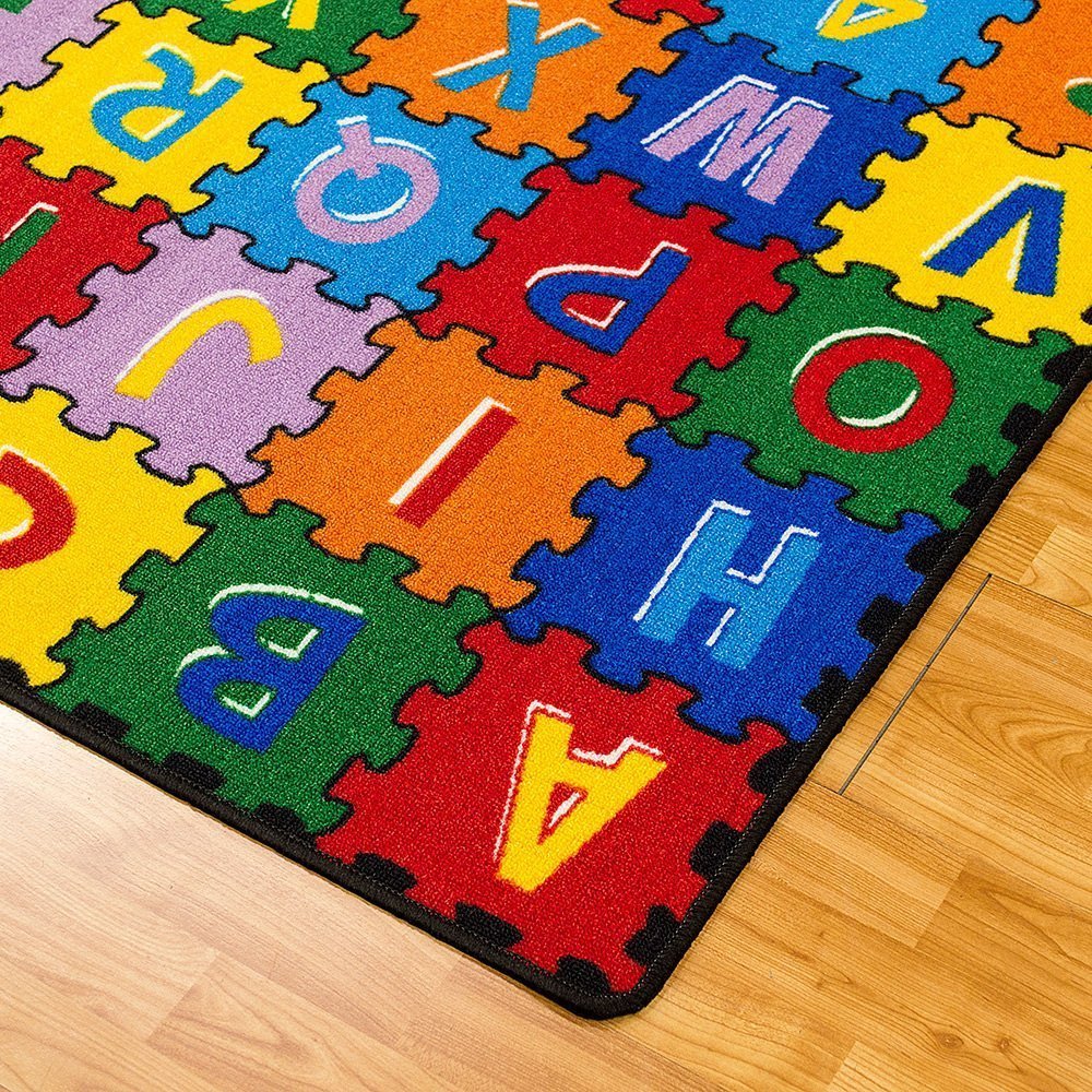 CR Kids/Baby Room/Daycare/Classroom/Playroom Area Rug. ABC Puzzle (A-Z and 1-9). Educational. Fun. Bright Colorful Vibrant Colors (5 Feet X 7 Feet)