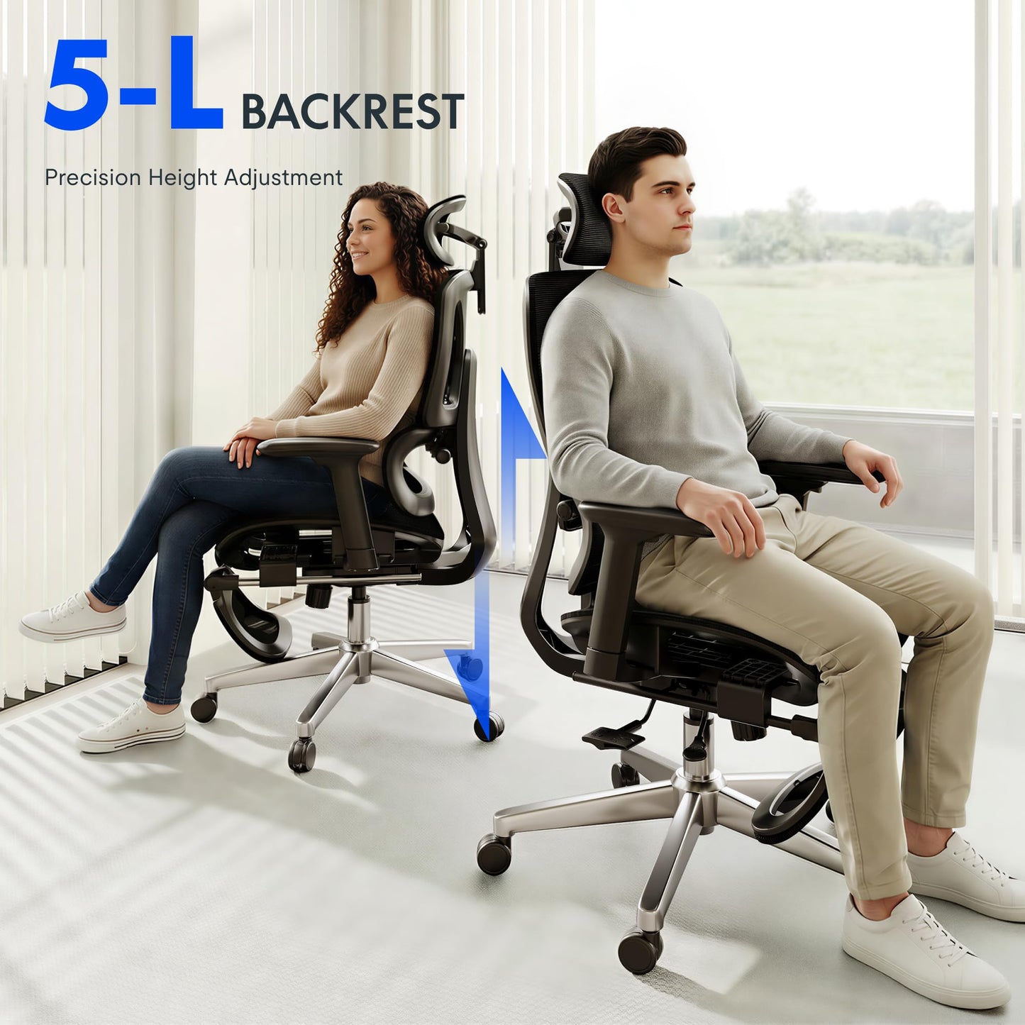 FLEXISPOT ErgoX Premium Ergonomic Office Chair with Footrest- Adjustable 3D Armrests, Dynamic Lumbar Support, Recline & Tilt Function, Mesh Seat, for Home & Office Use,Cream
